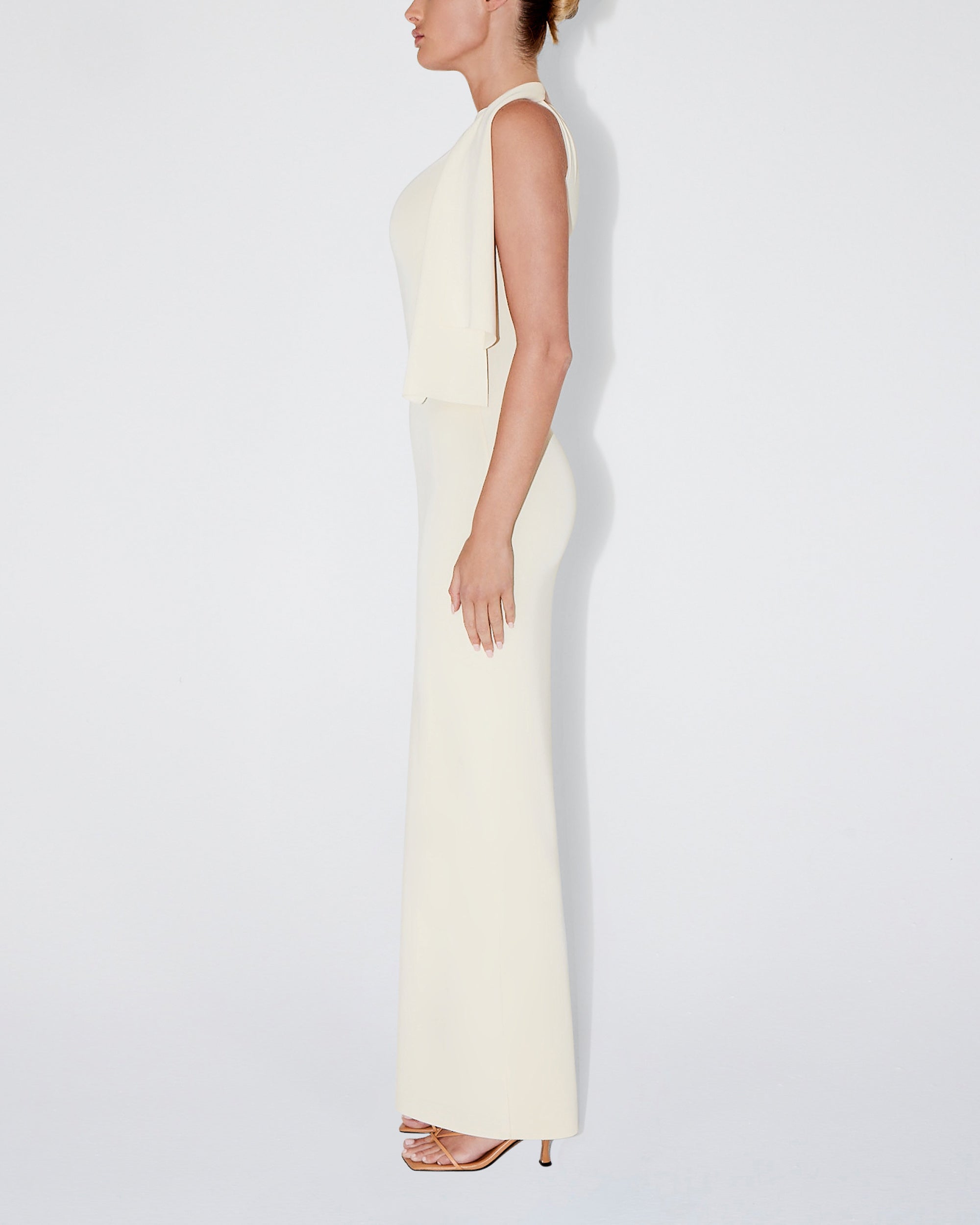 Sueded Stretch Knotted Maxi Dress | Stone