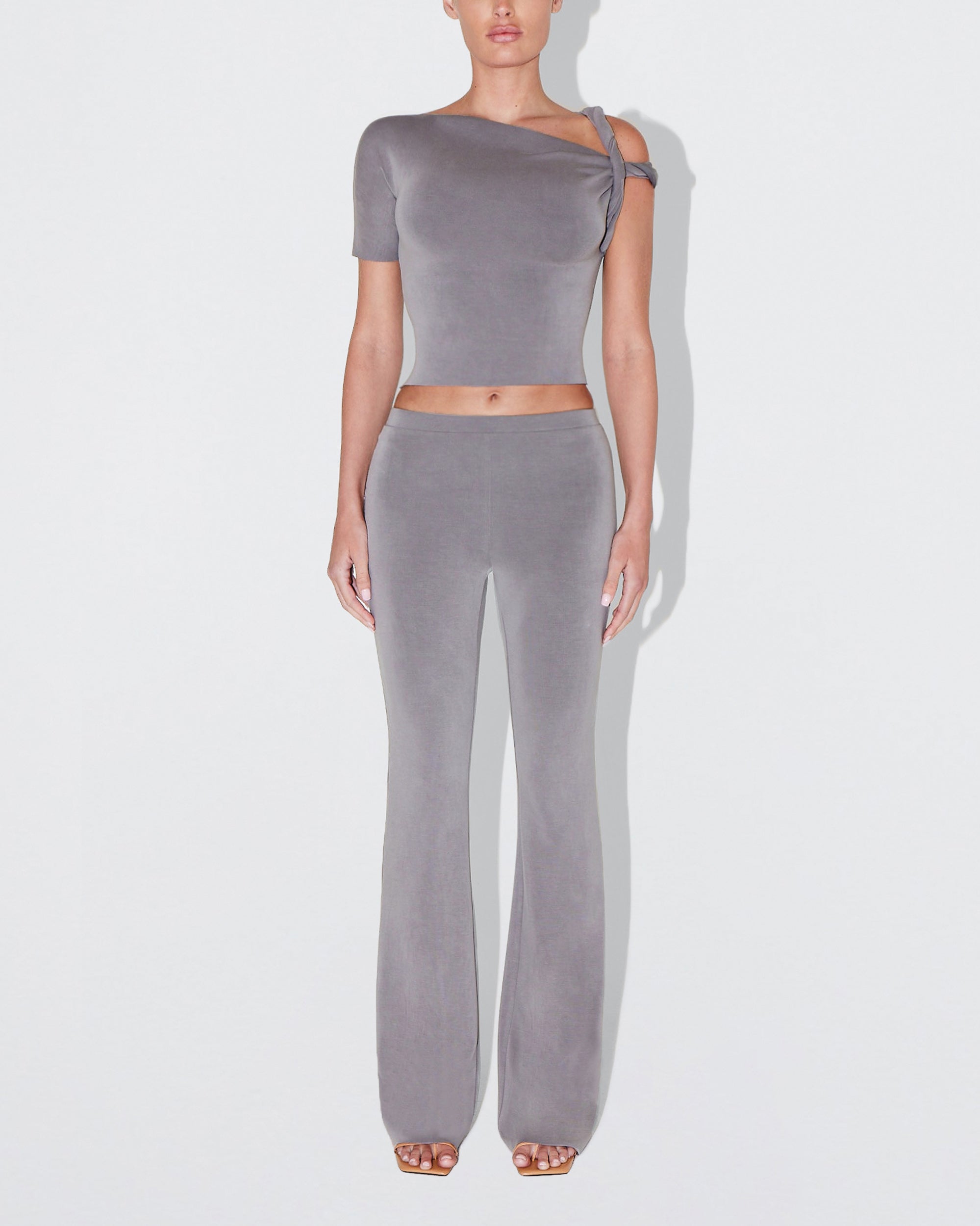 Sueded Stretch Twisted Top | Steel Grey