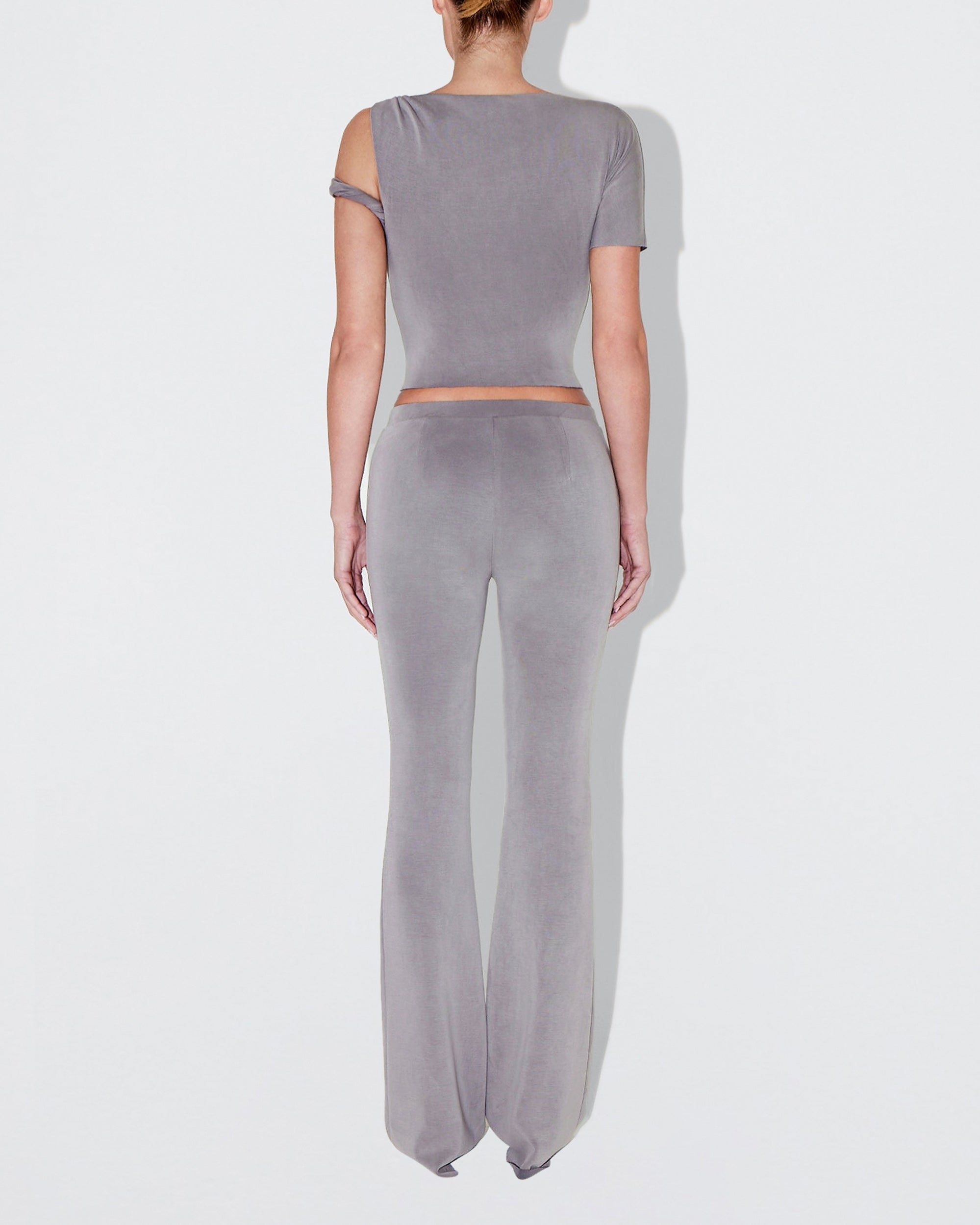 Sueded Stretch Twisted Top | Steel Grey