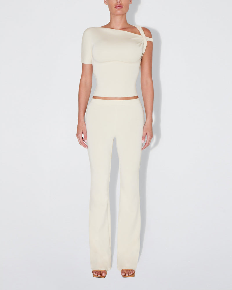 Sueded Stretch Twisted Top | Stone