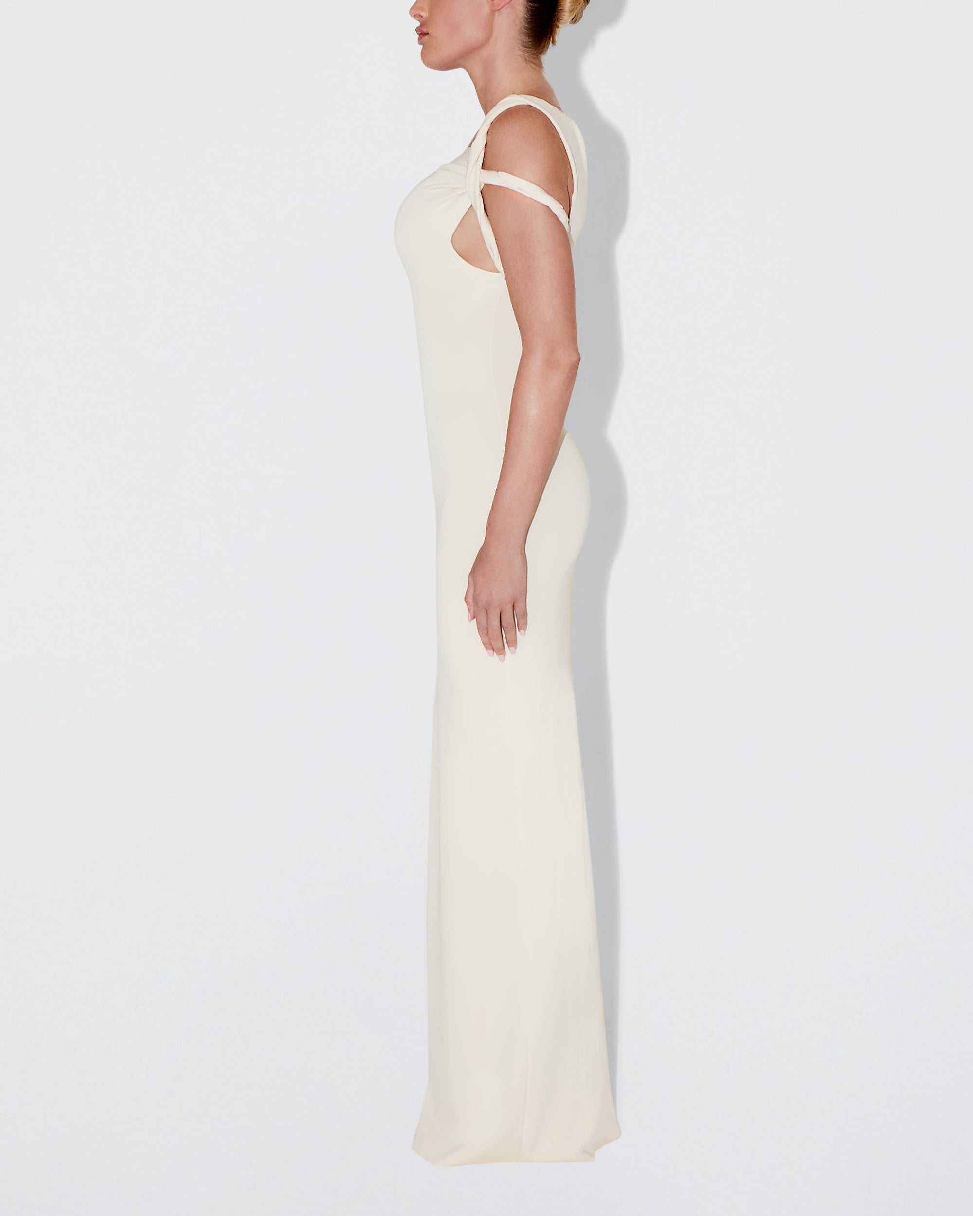 Sueded Stretch Twist Maxi Dress | Stone