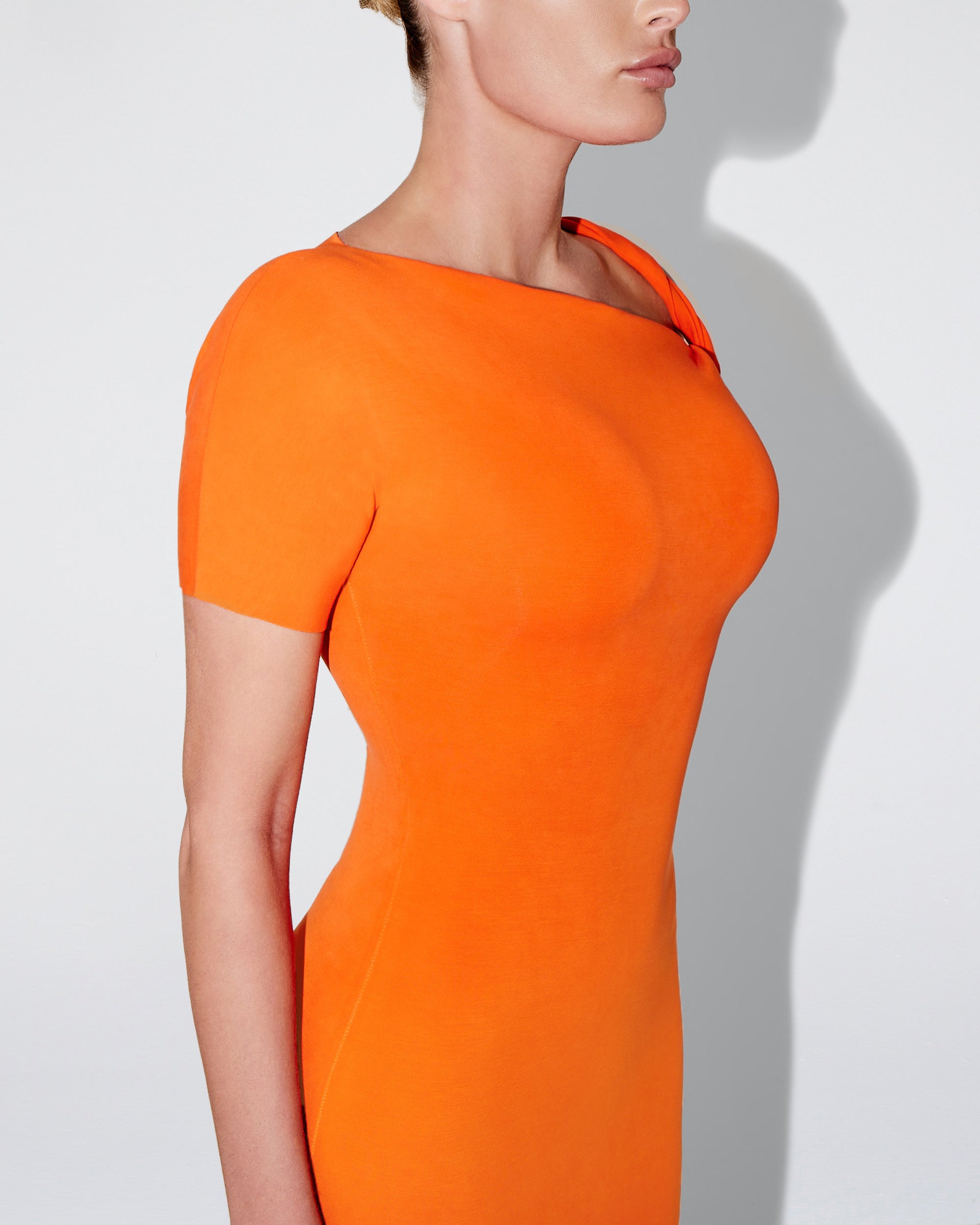 Sueded Stretch Twist Mini Dress | Papaya