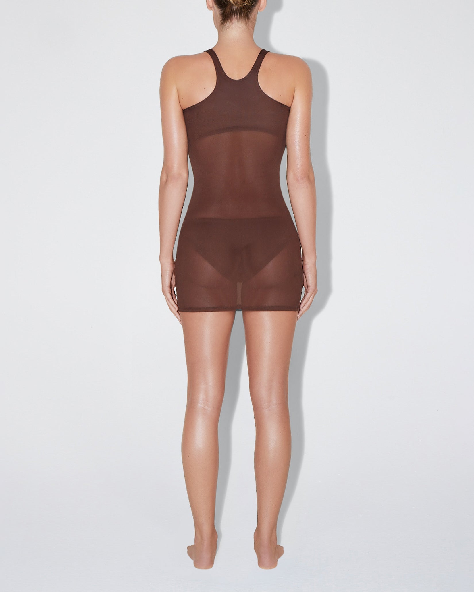 Mesh Swim Mini Dress | Chocolate