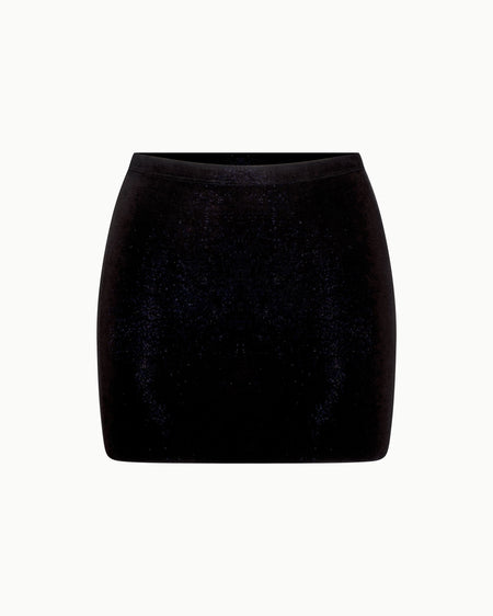 Sueded Stretch Ultra Mini Skirt | Black