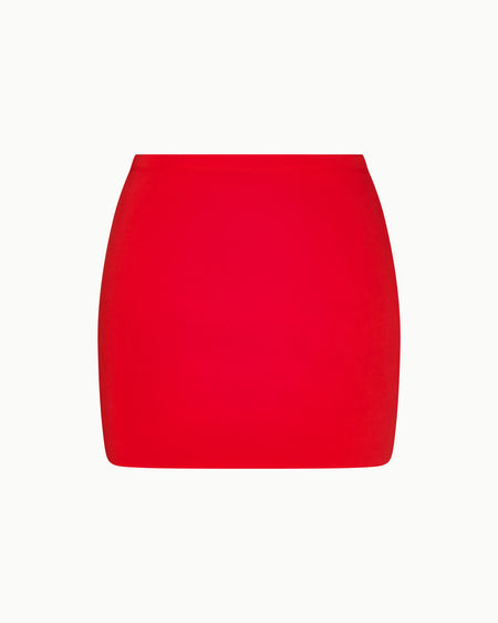 Sueded Stretch Ultra Mini Skirt | Tomato