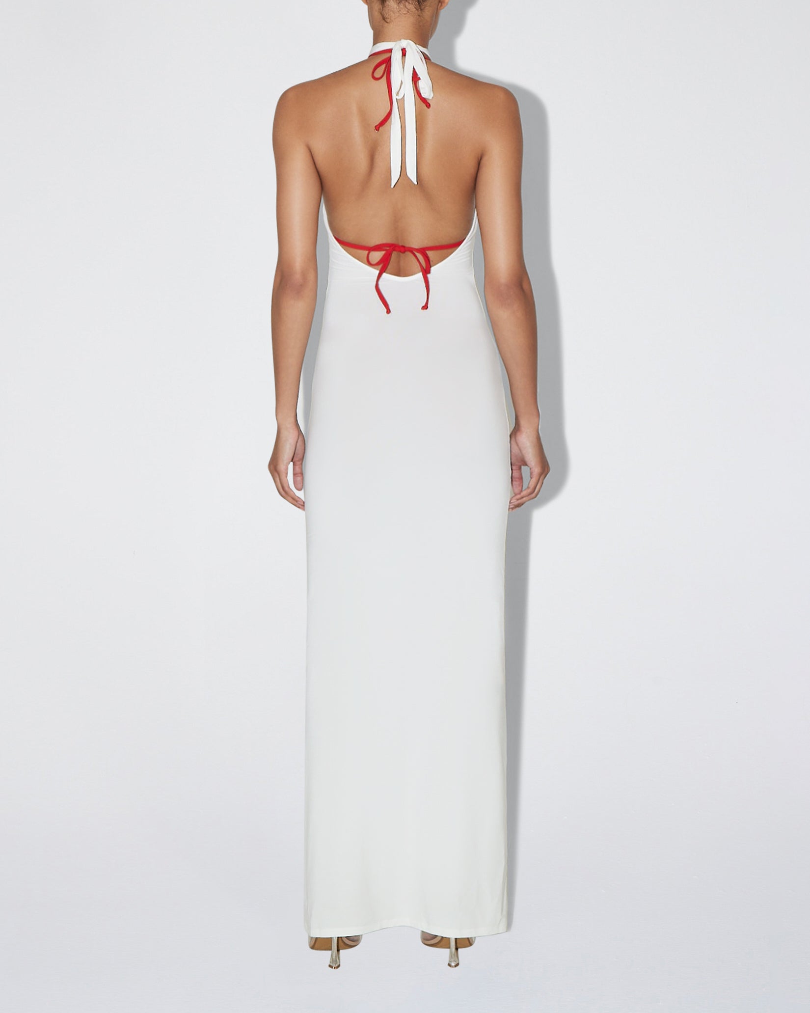 Soft Stretch Halter Maxi Dress | Pearl White