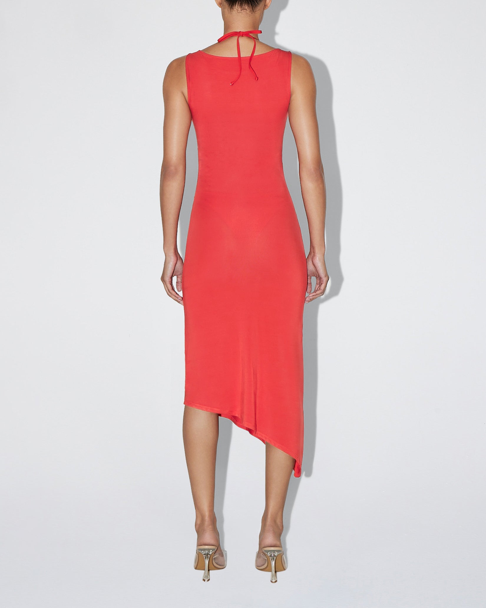 Soft Stretch Asymmetrical Midi Dress | Cherry