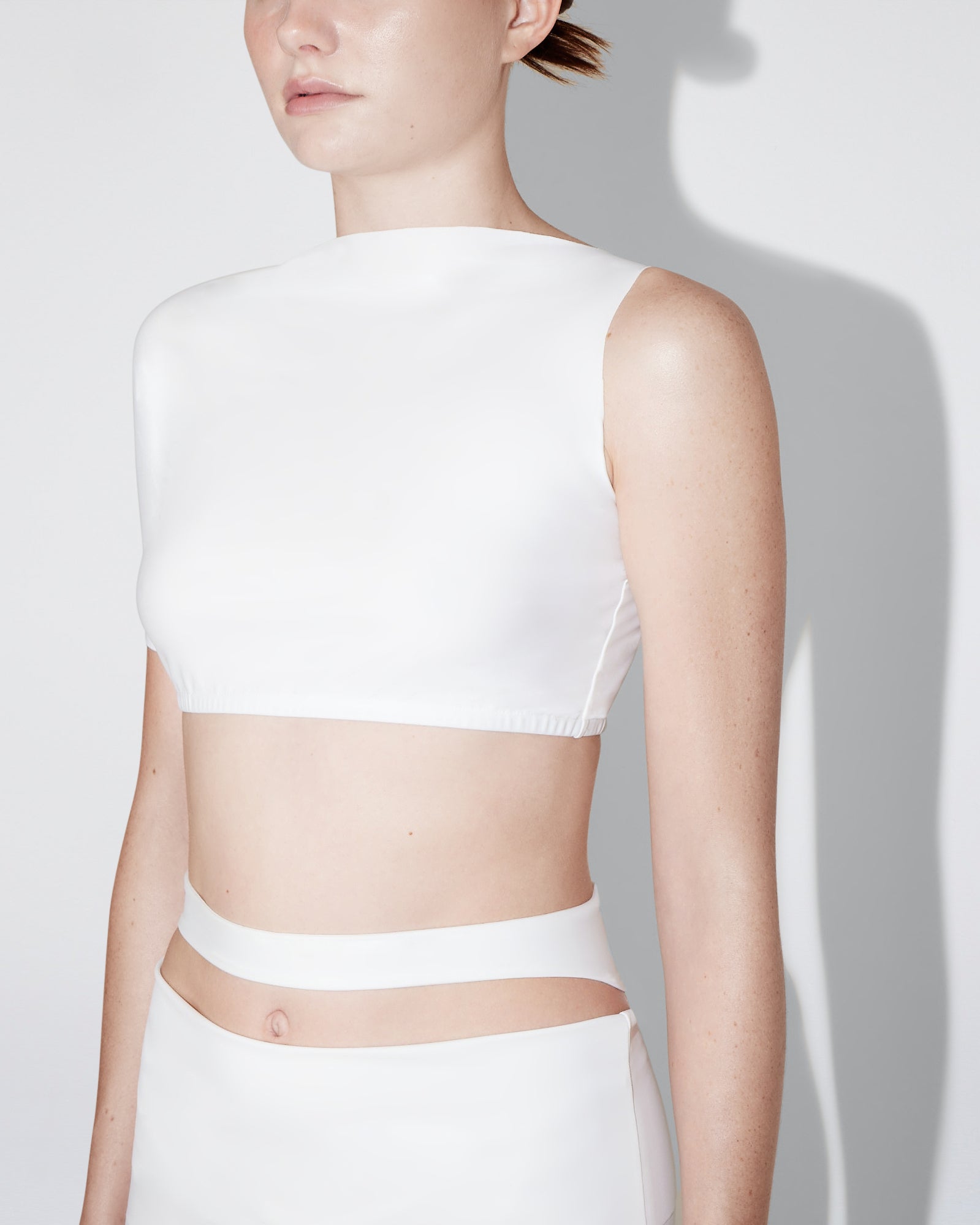 Sleek Stretch Micro One Shoulder Top | Bright White