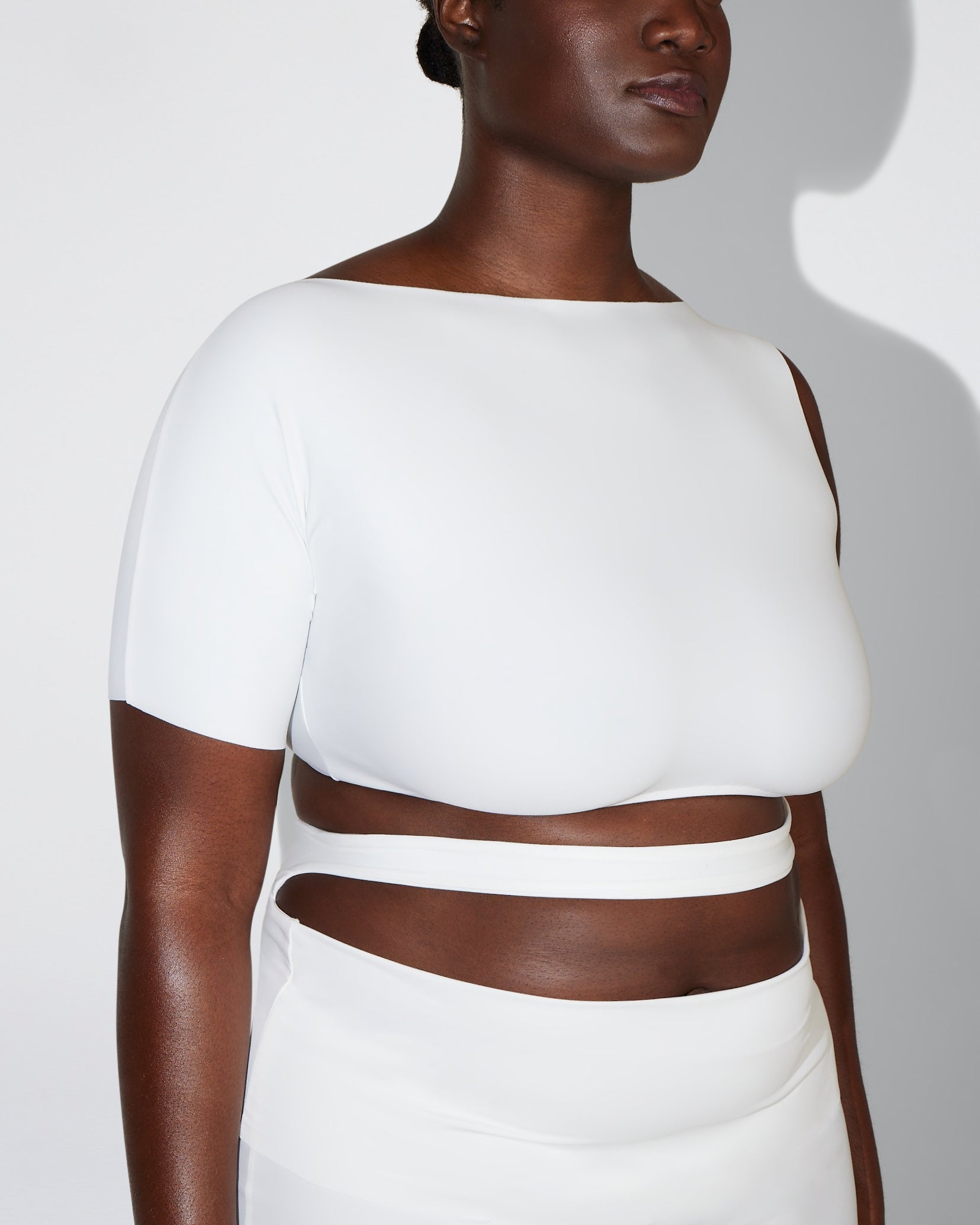 Sleek Stretch Micro One Shoulder Top | Bright White