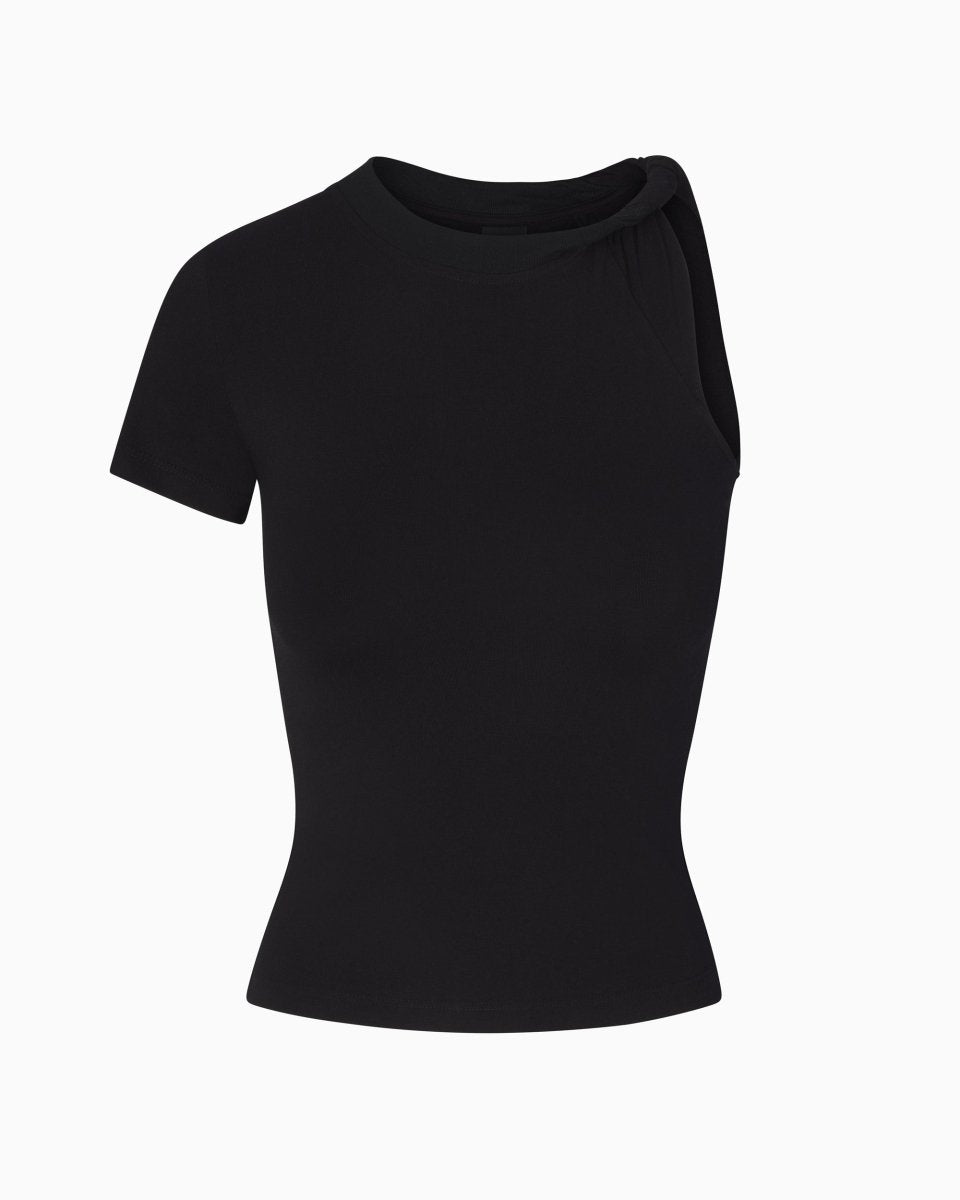 One Shoulder Twist Tee Black