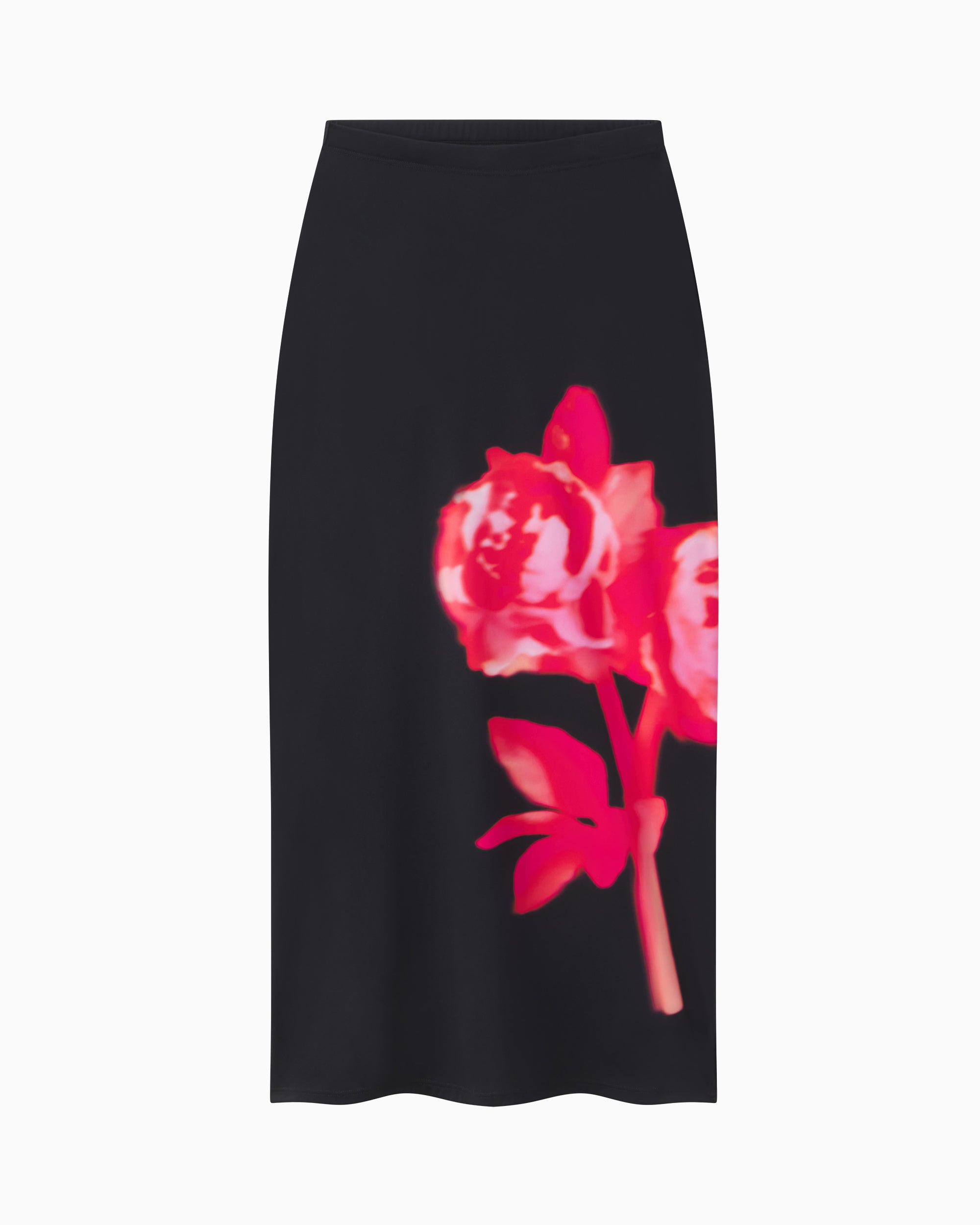 Smooth Stretch Midi Skirt | Black Peony