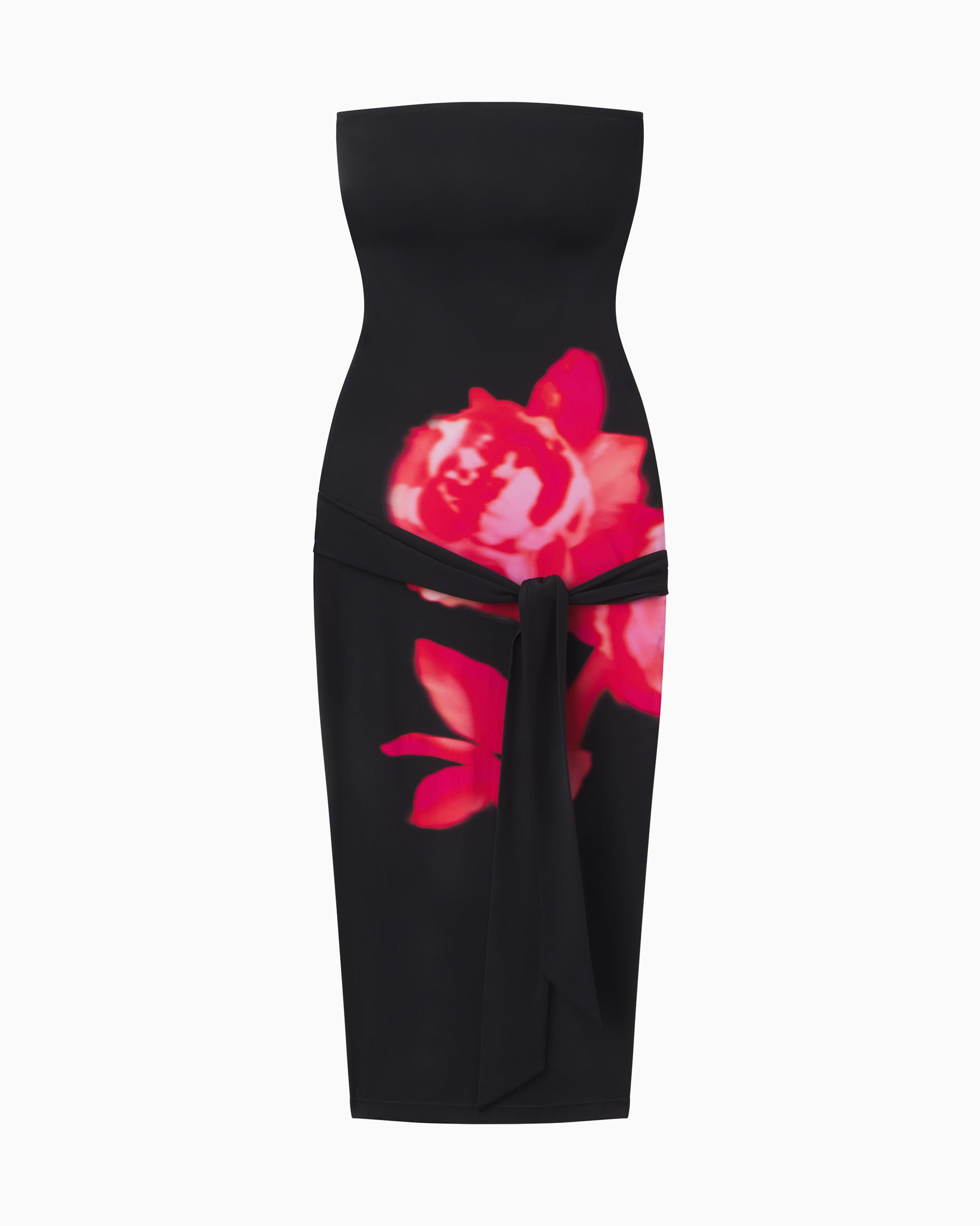 Smooth Stretch Strapless Midi Dress | Black Peony