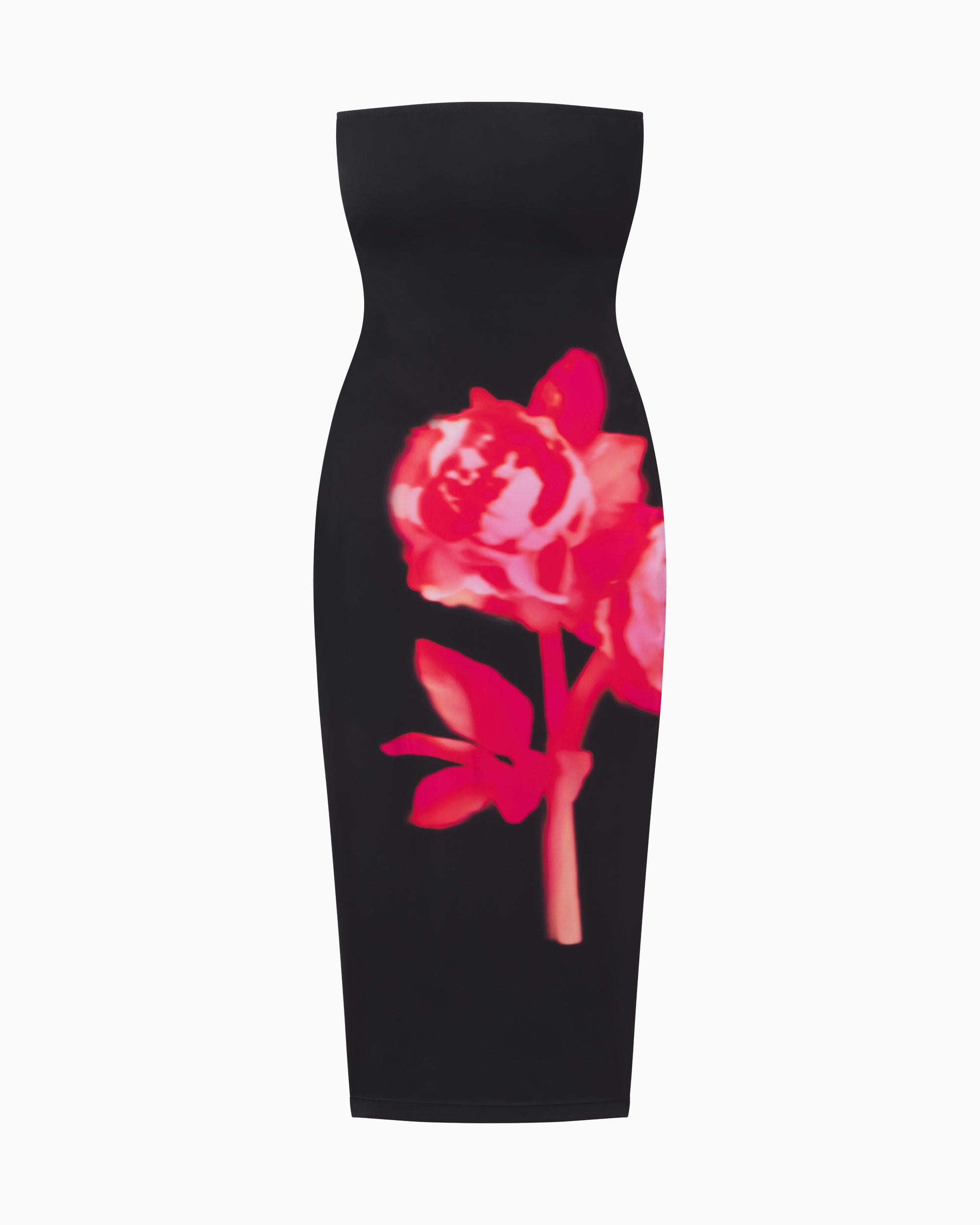 Smooth Stretch Strapless Midi Dress | Black Peony