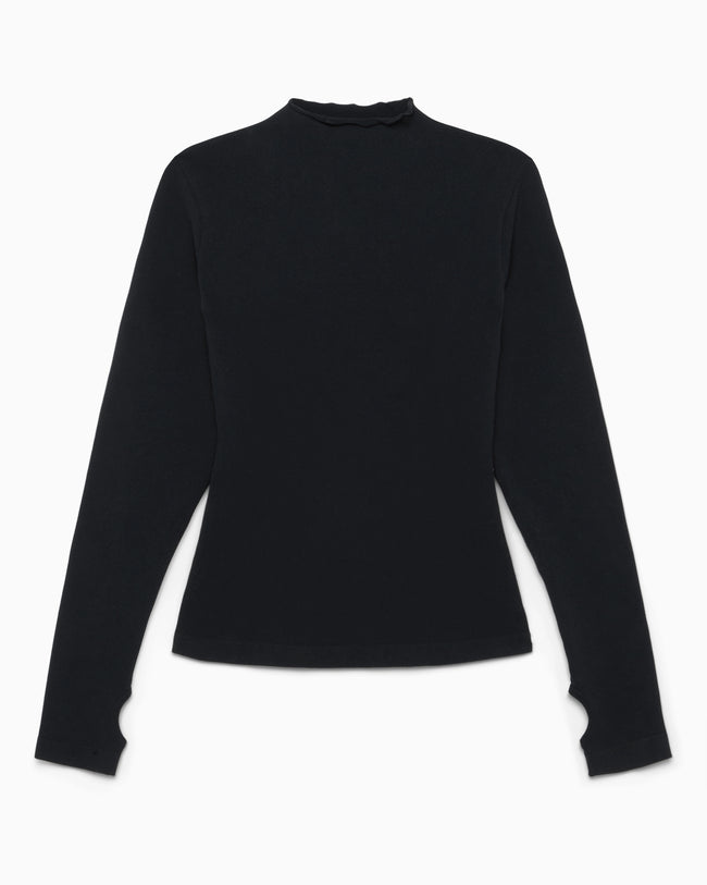 Seamless Mock Neck Long Sleeve | Black