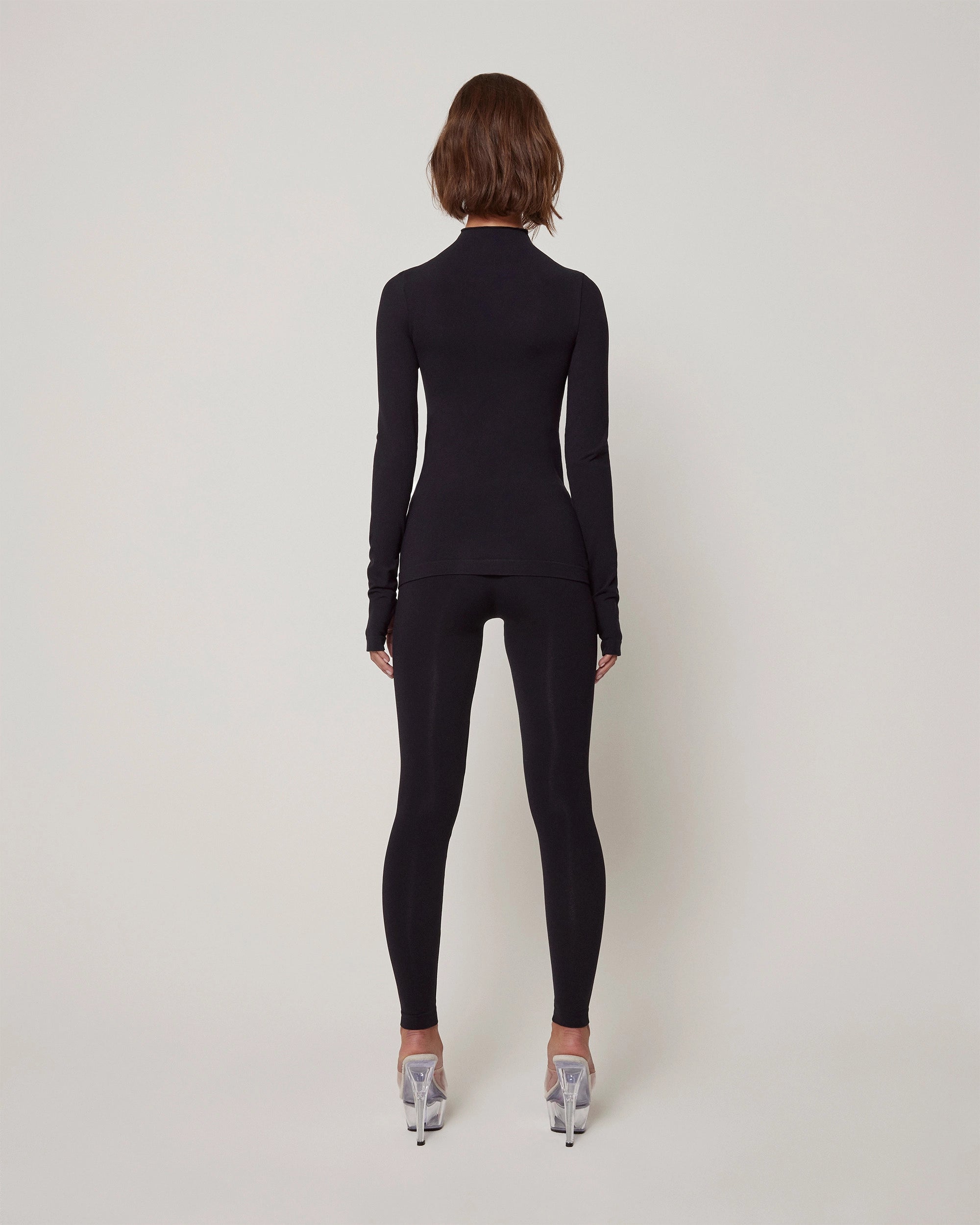 Seamless Mock Neck Long Sleeve | Black