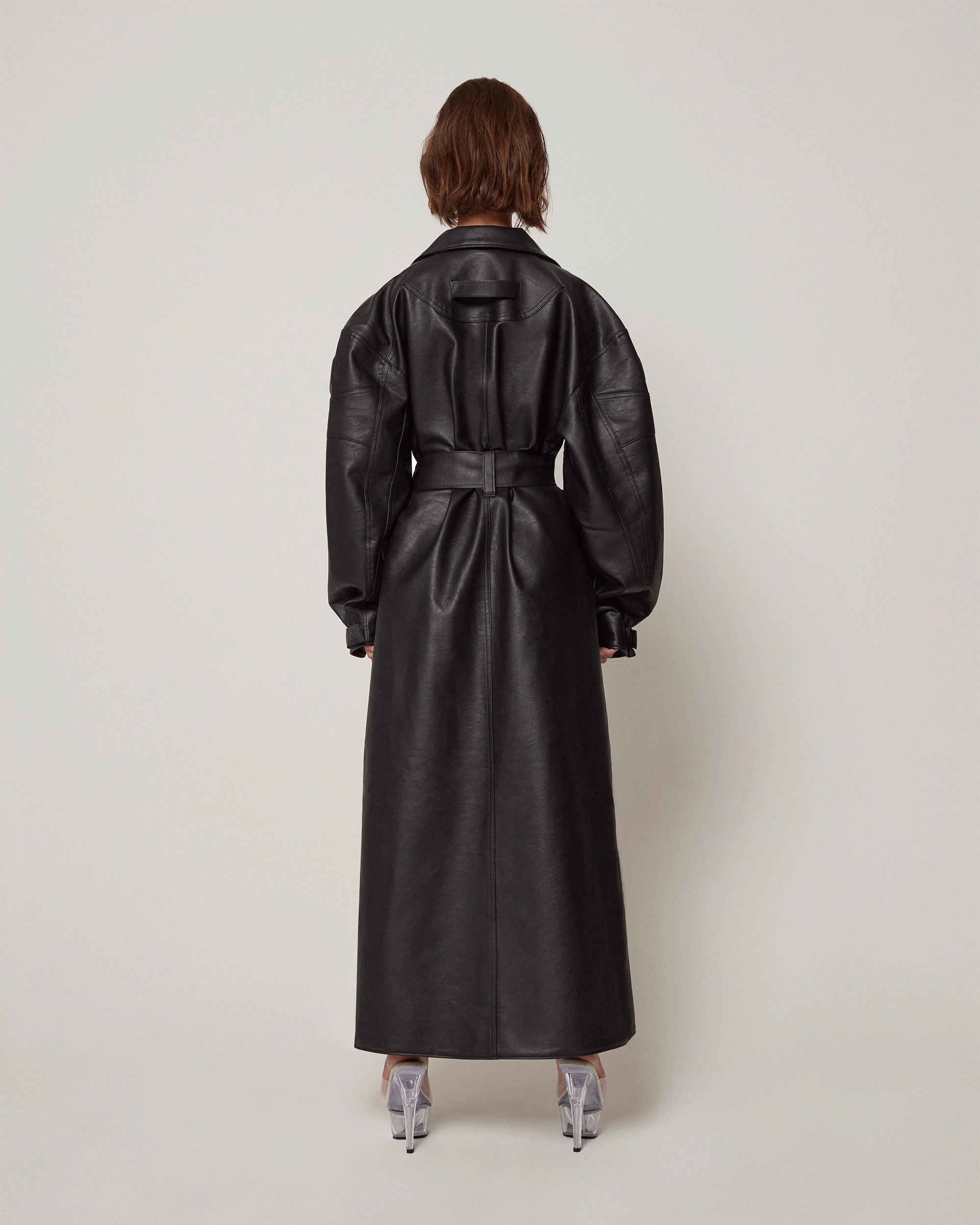 Faux Leather Trench | Black