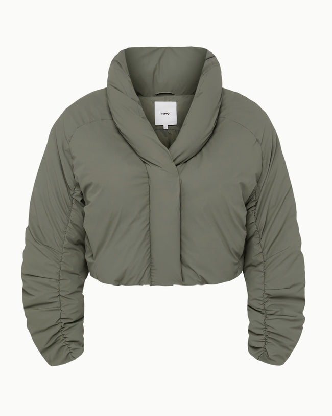 Cropped Puffer Jacket | Dusty Olive