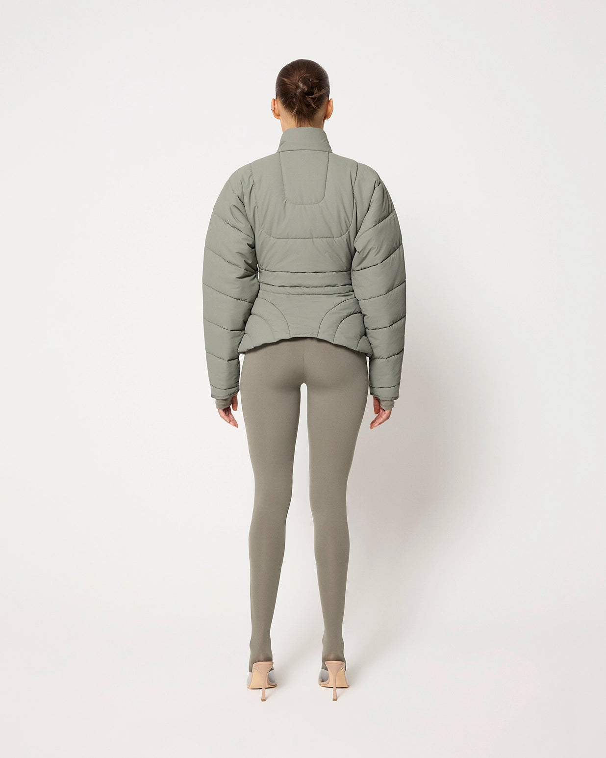 Sculpted Puffer Jacket | Dusty Olive