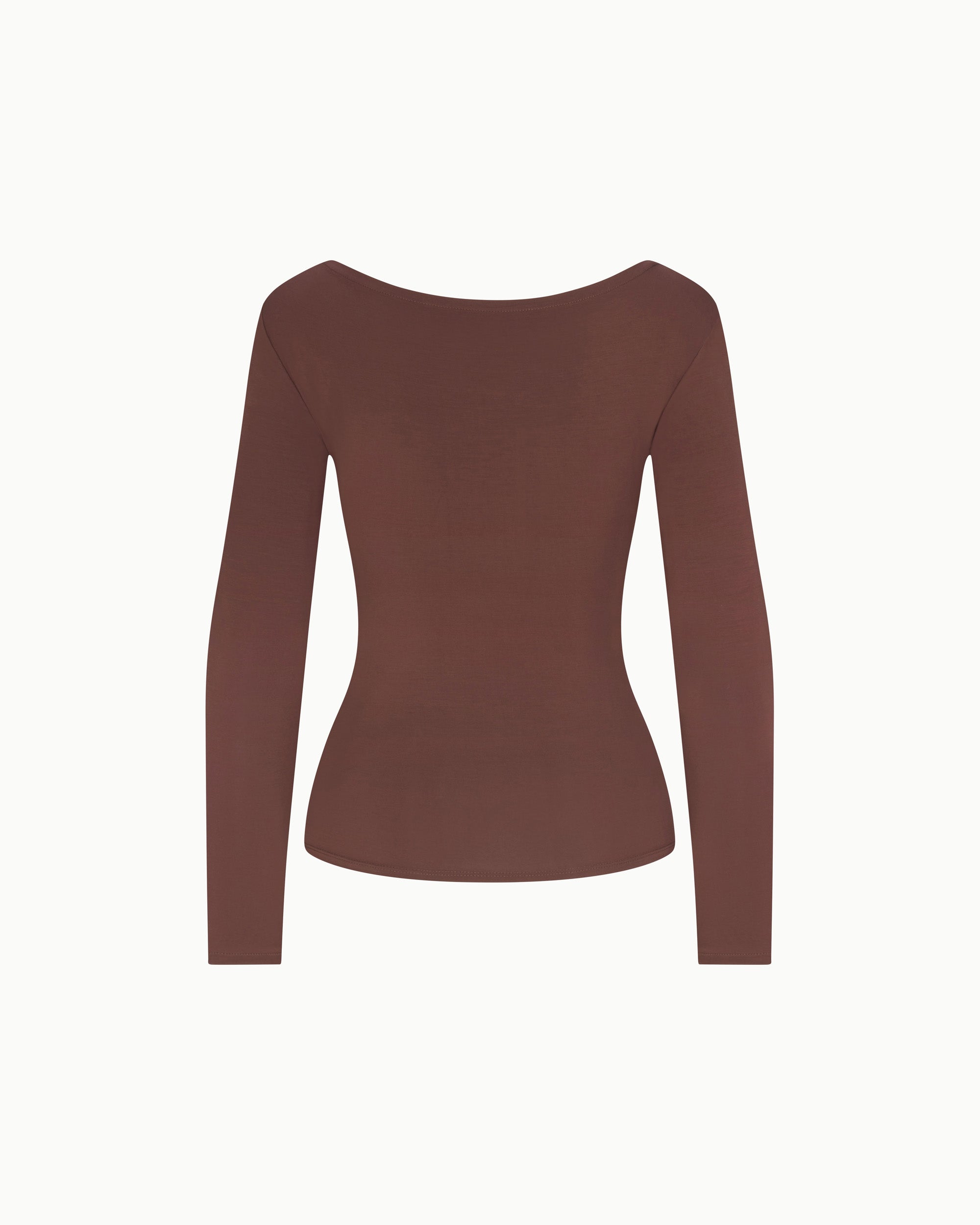 Soft Stretch Boat Neck Long Sleeve | Chocolate