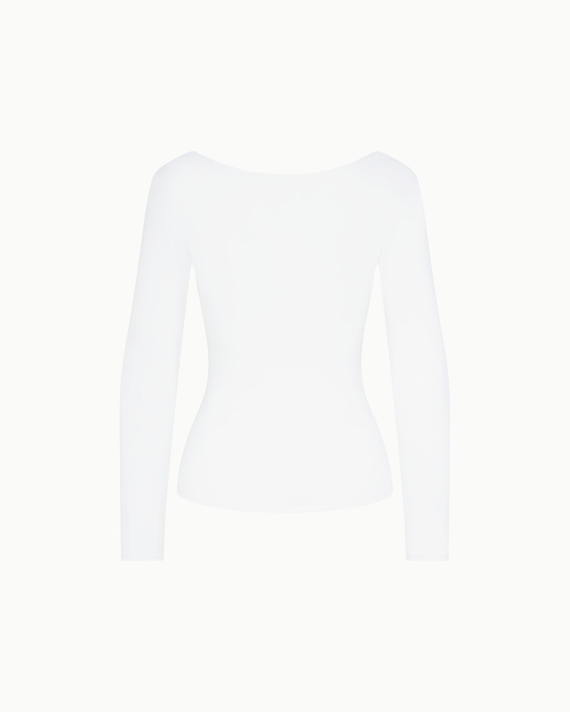 Soft Stretch Boat Neck Long Sleeve | Pearl White