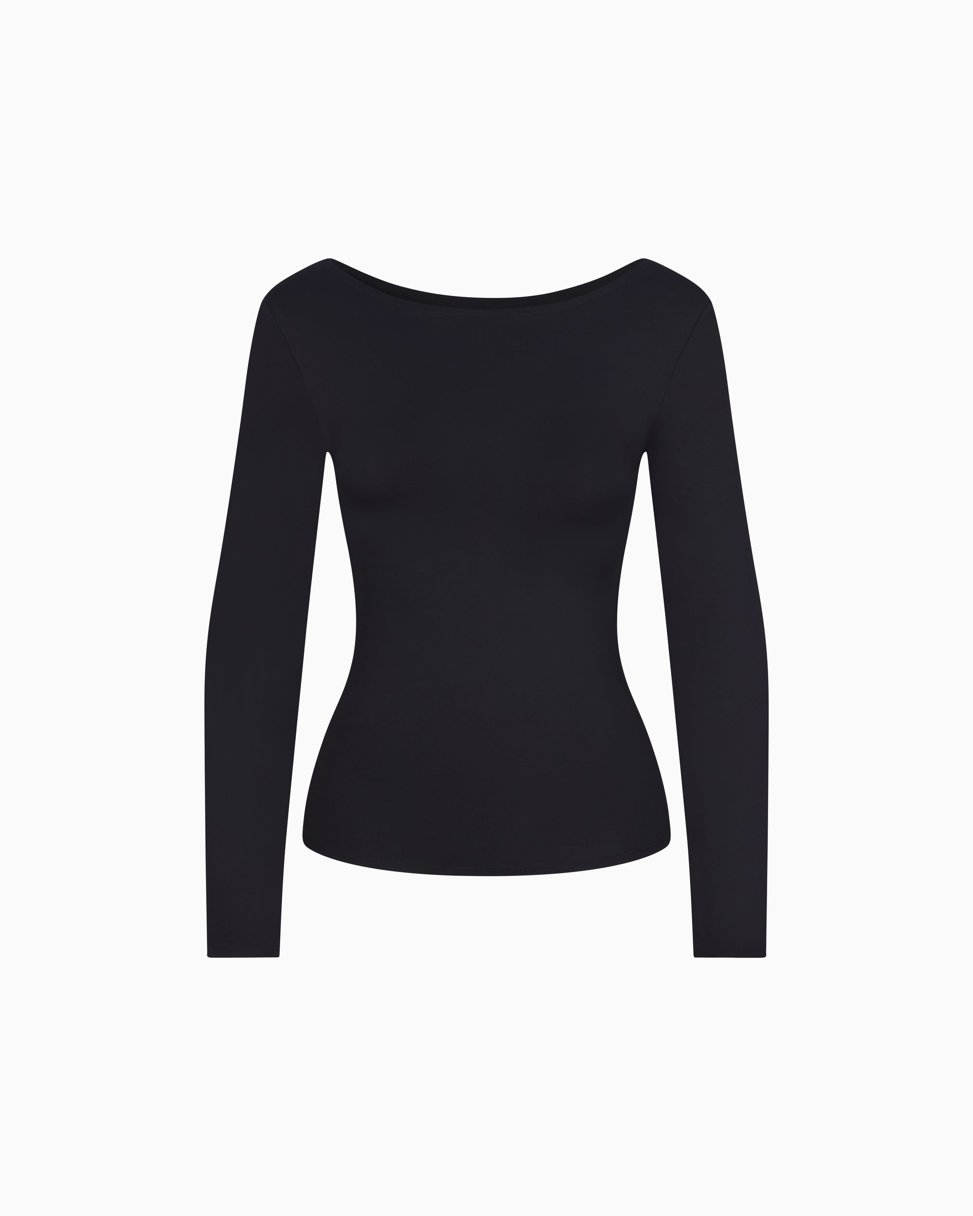 Smooth Stretch Boat Neck Long Sleeve | Black