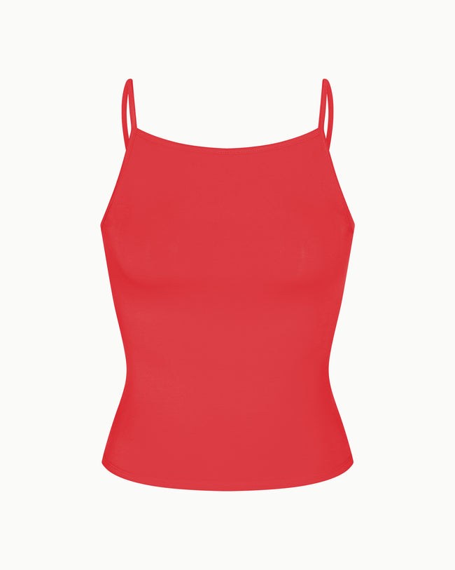 Soft Stretch High Neck Tank | Cherry