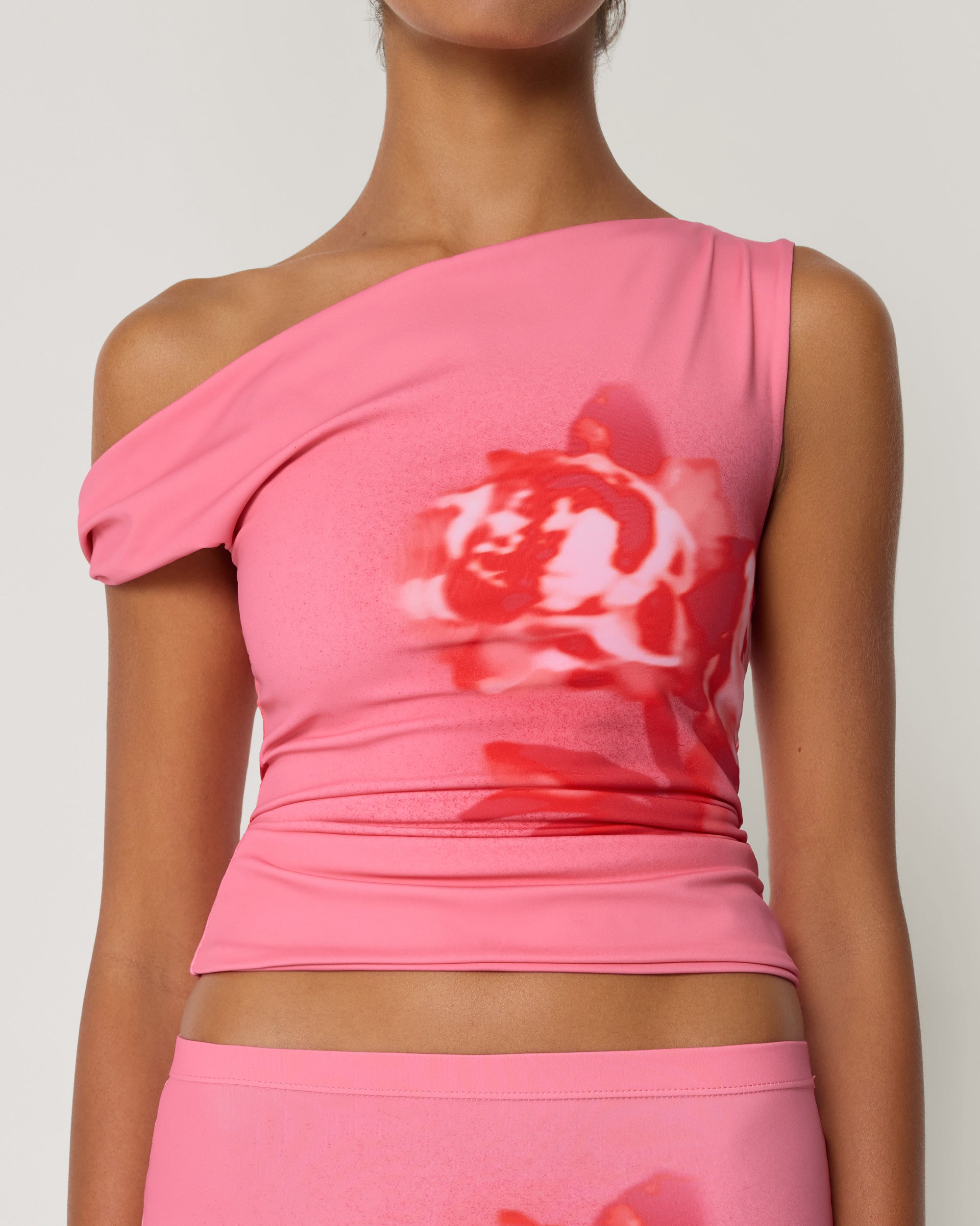 Smooth Stretch Asymmetrical Top | Pink Peony