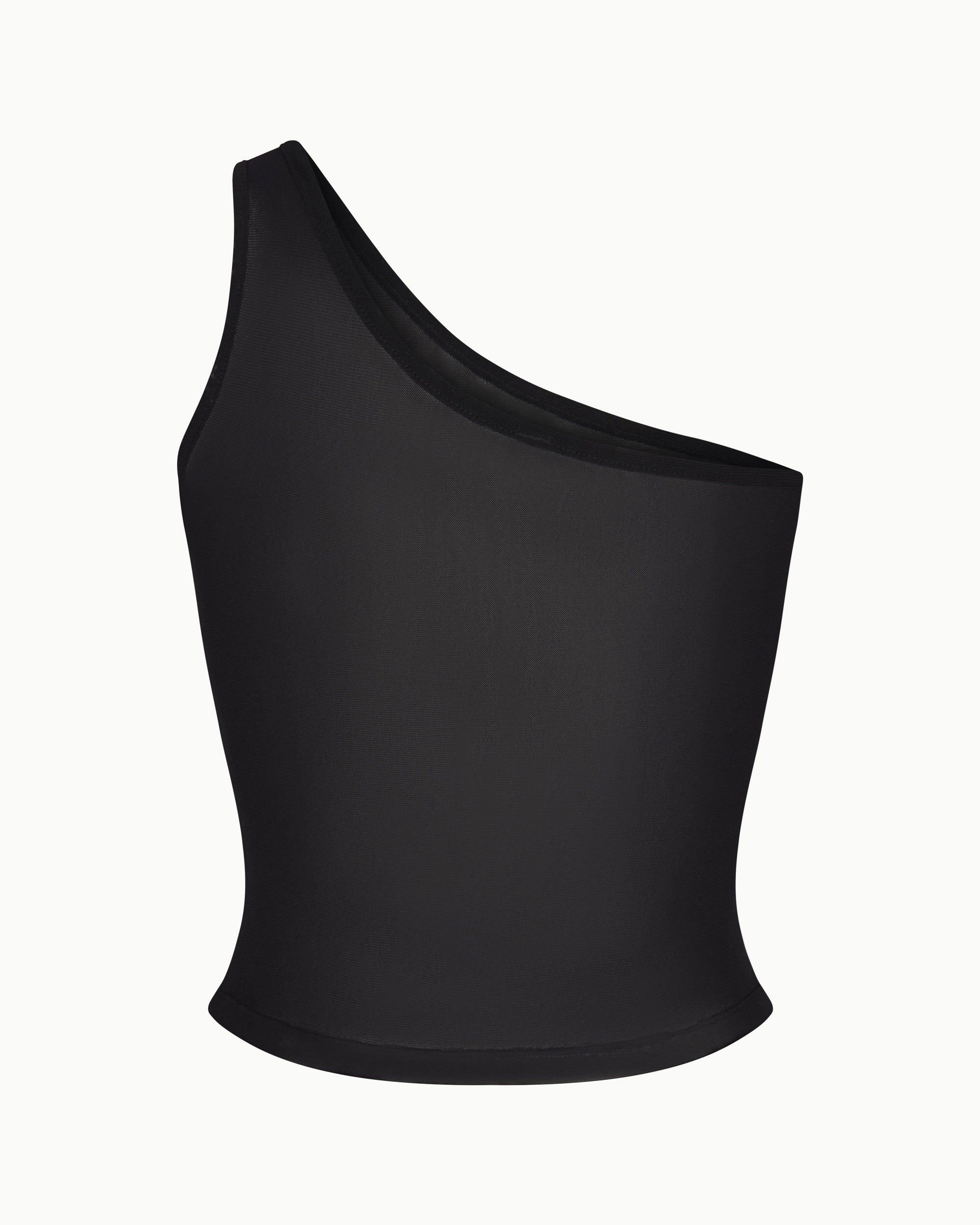 Mesh One Shoulder Top | Black