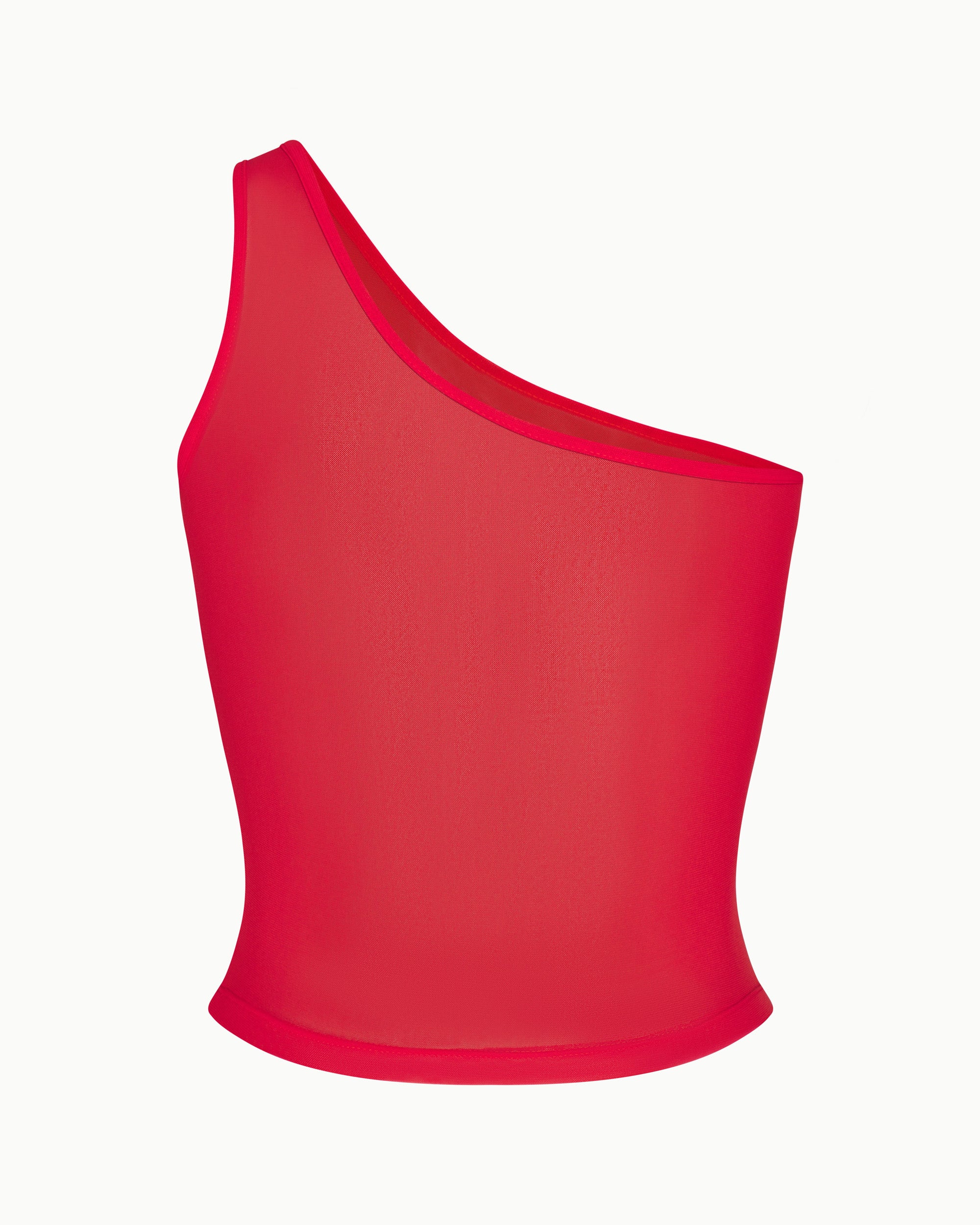 Mesh One Shoulder Top | Cherry