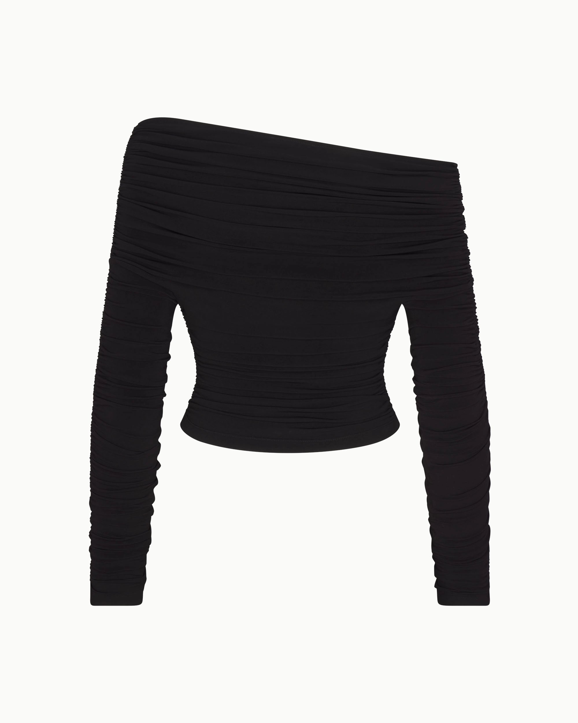 Black one shoulder long sleeve top on sale