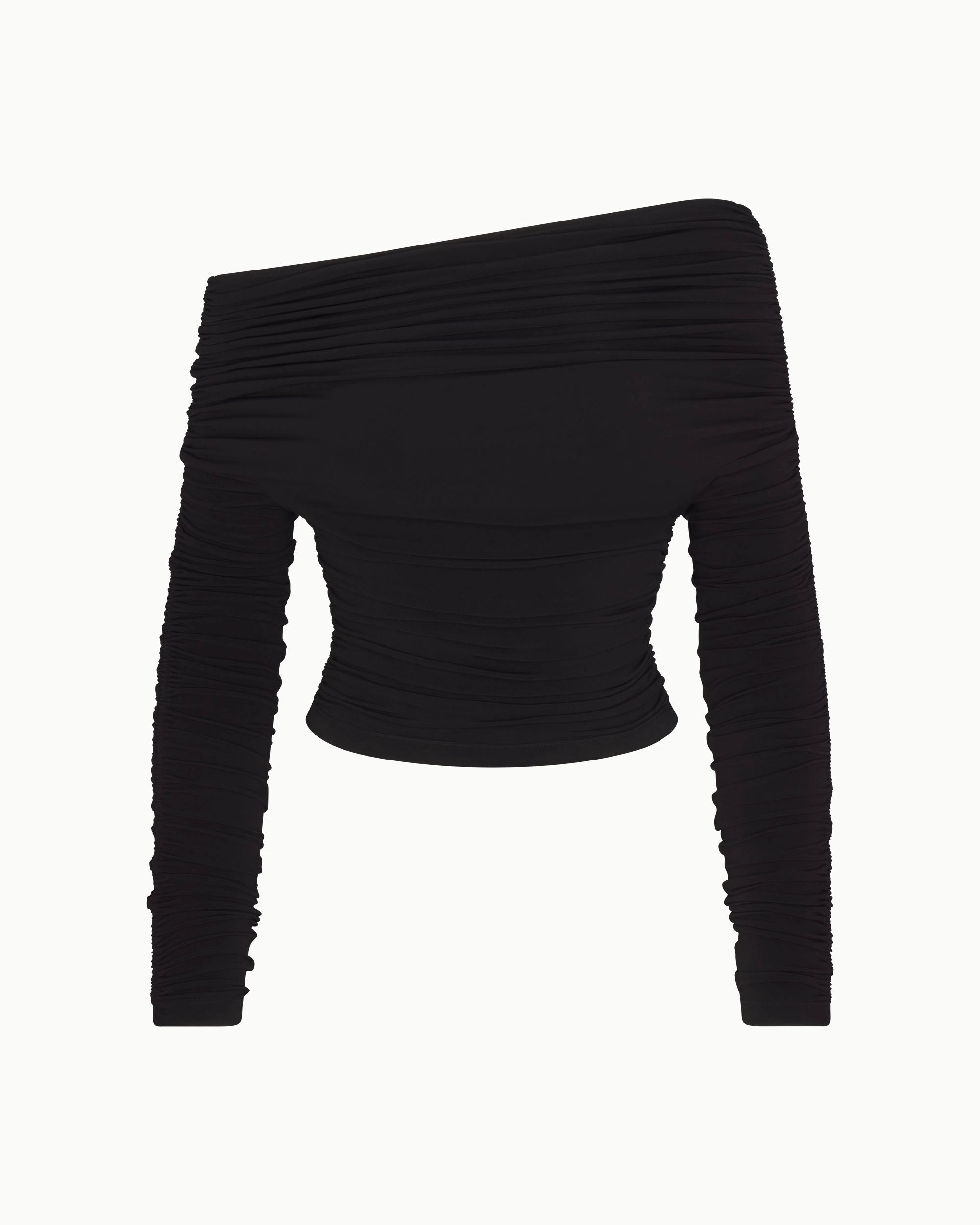 Long Sleeve Ruched Top | Black