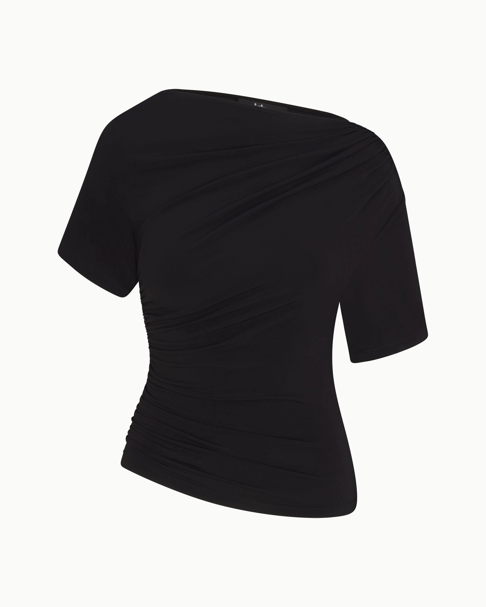 Asymmetrical Ruched Top | Black