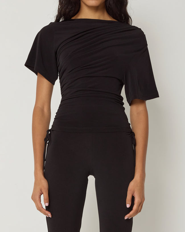 Asymmetrical Ruched Top | Black