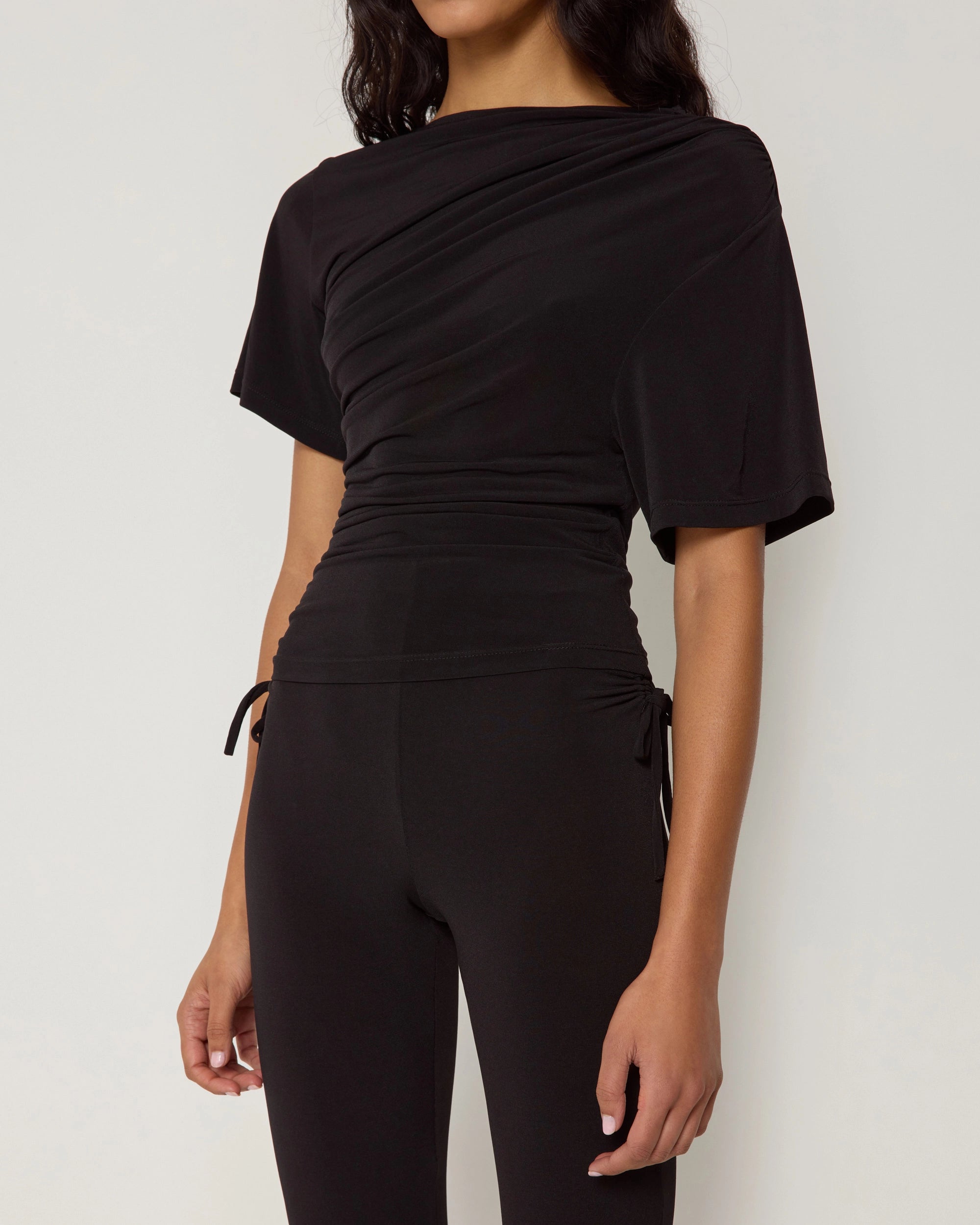 Asymmetrical Ruched Top | Black