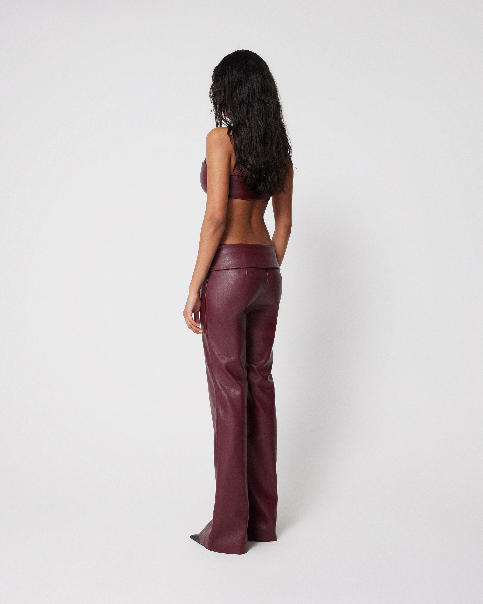 Faux Leather Twist Bralette | Merlot