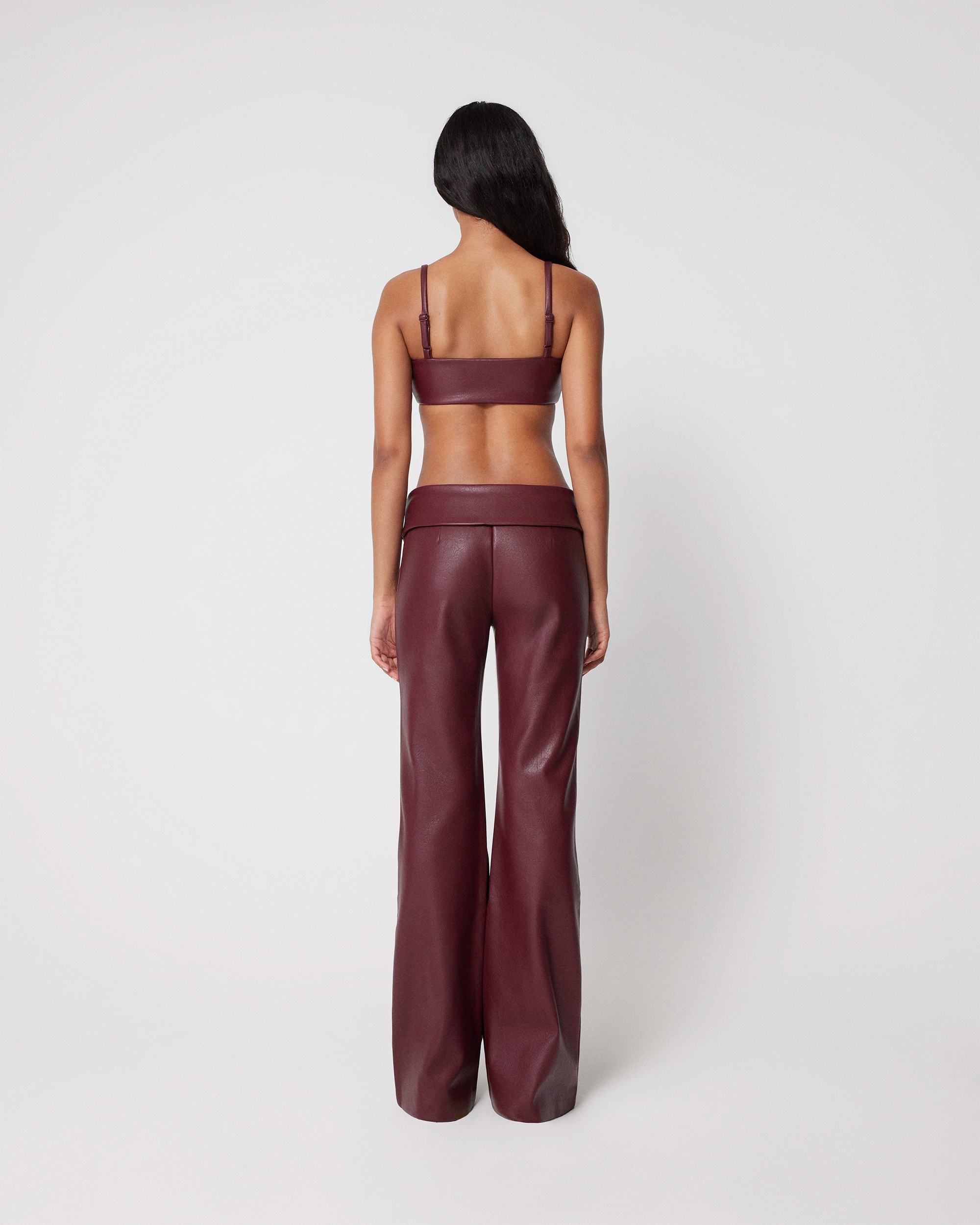 Faux Leather Twist Bralette | Merlot