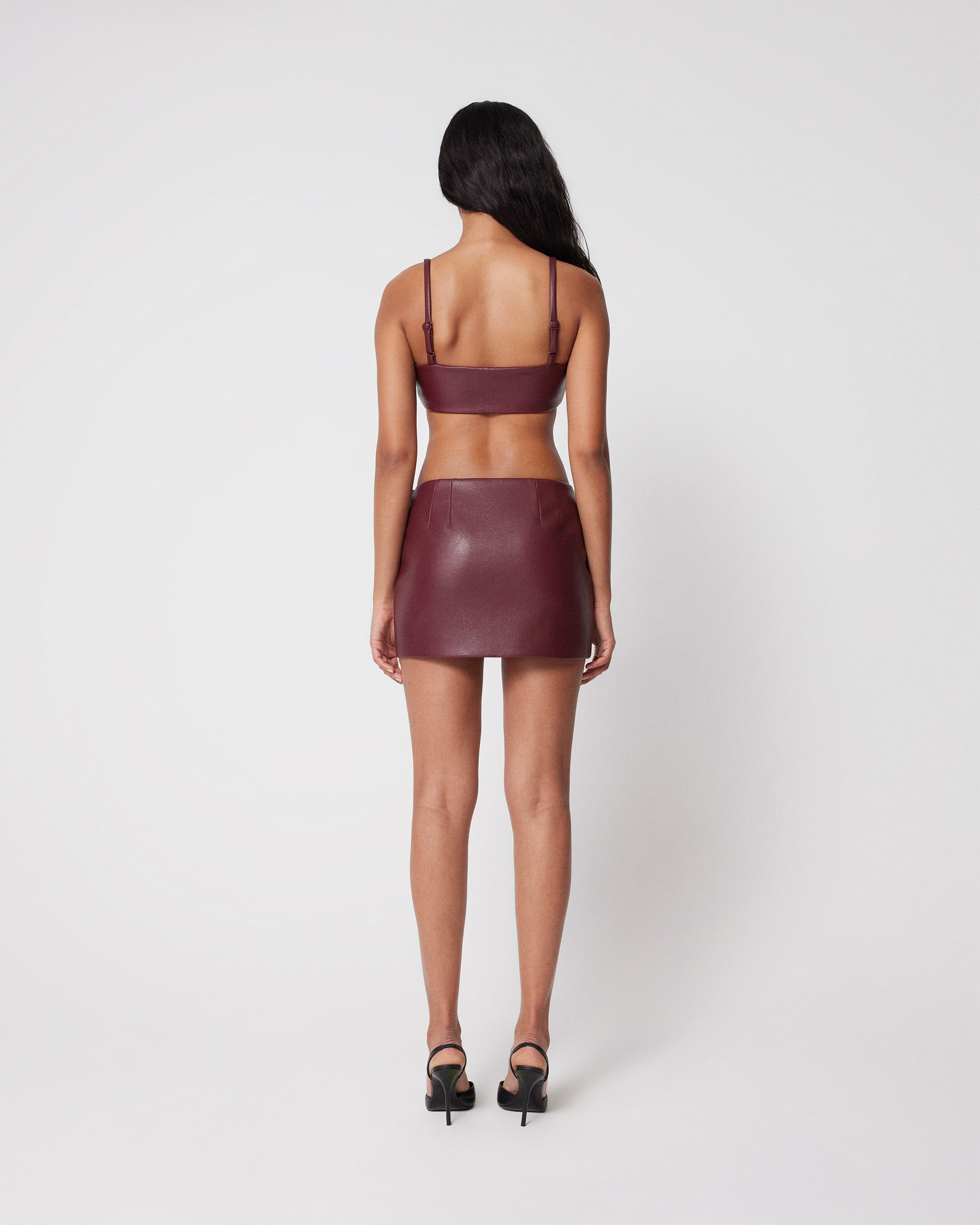 Faux Leather Twist Bralette | Merlot