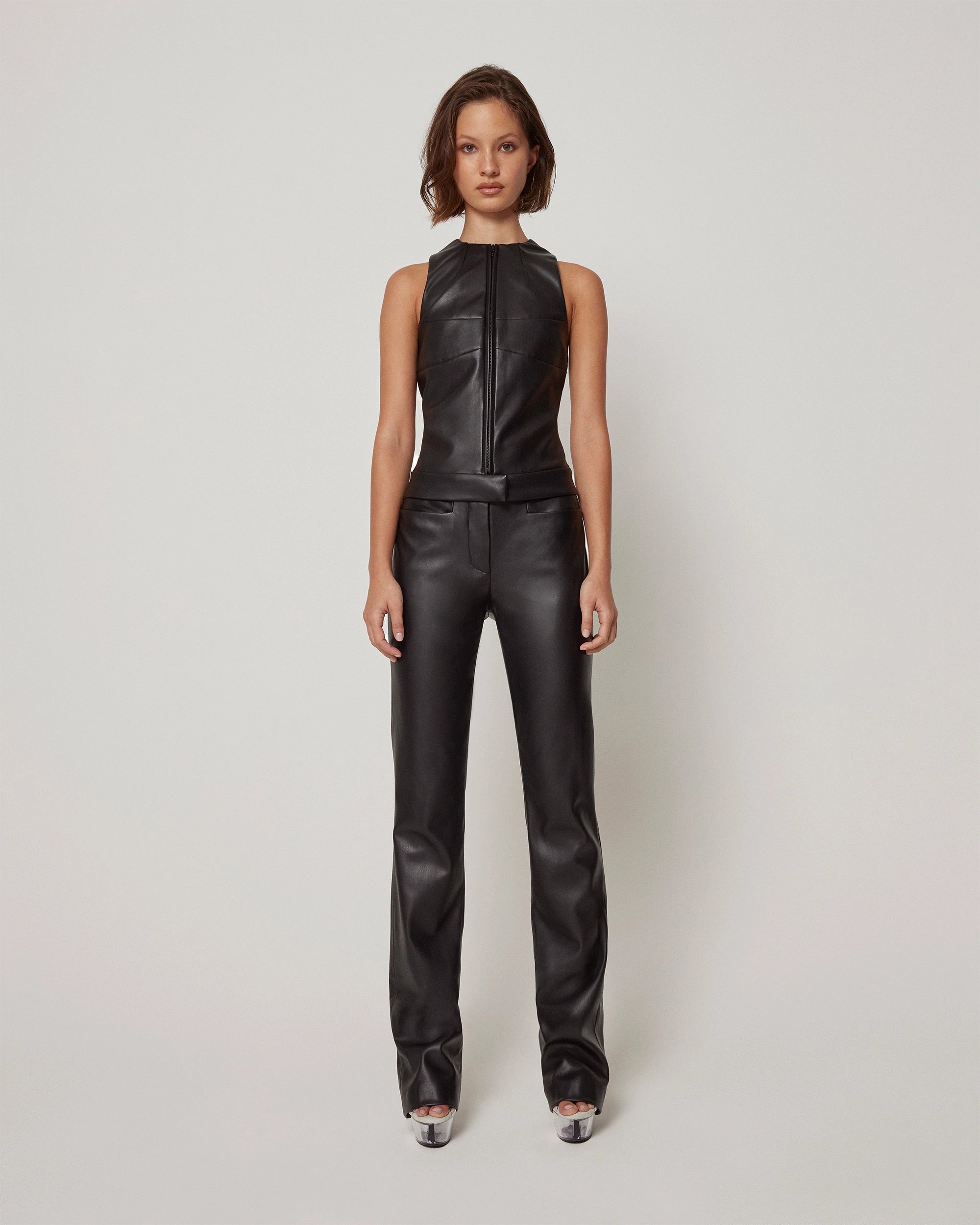 Faux Leather Trouser | Black