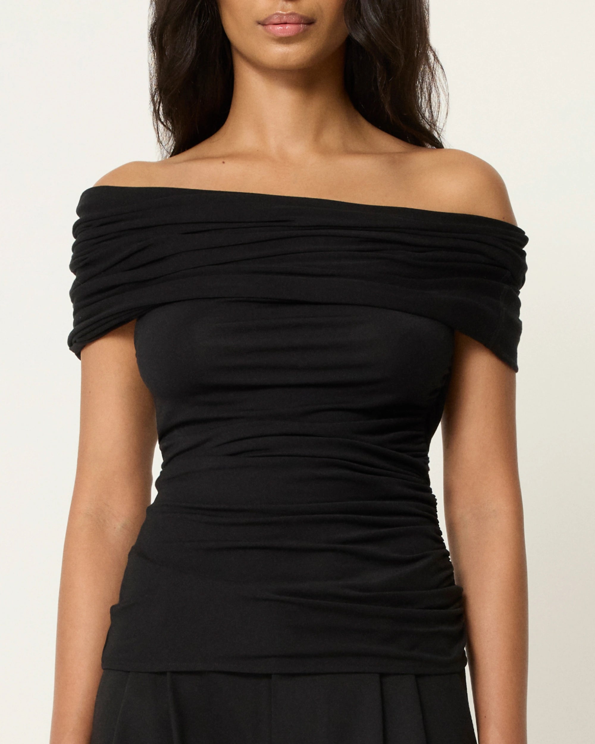 Draped Off The Shoulder Top | Black