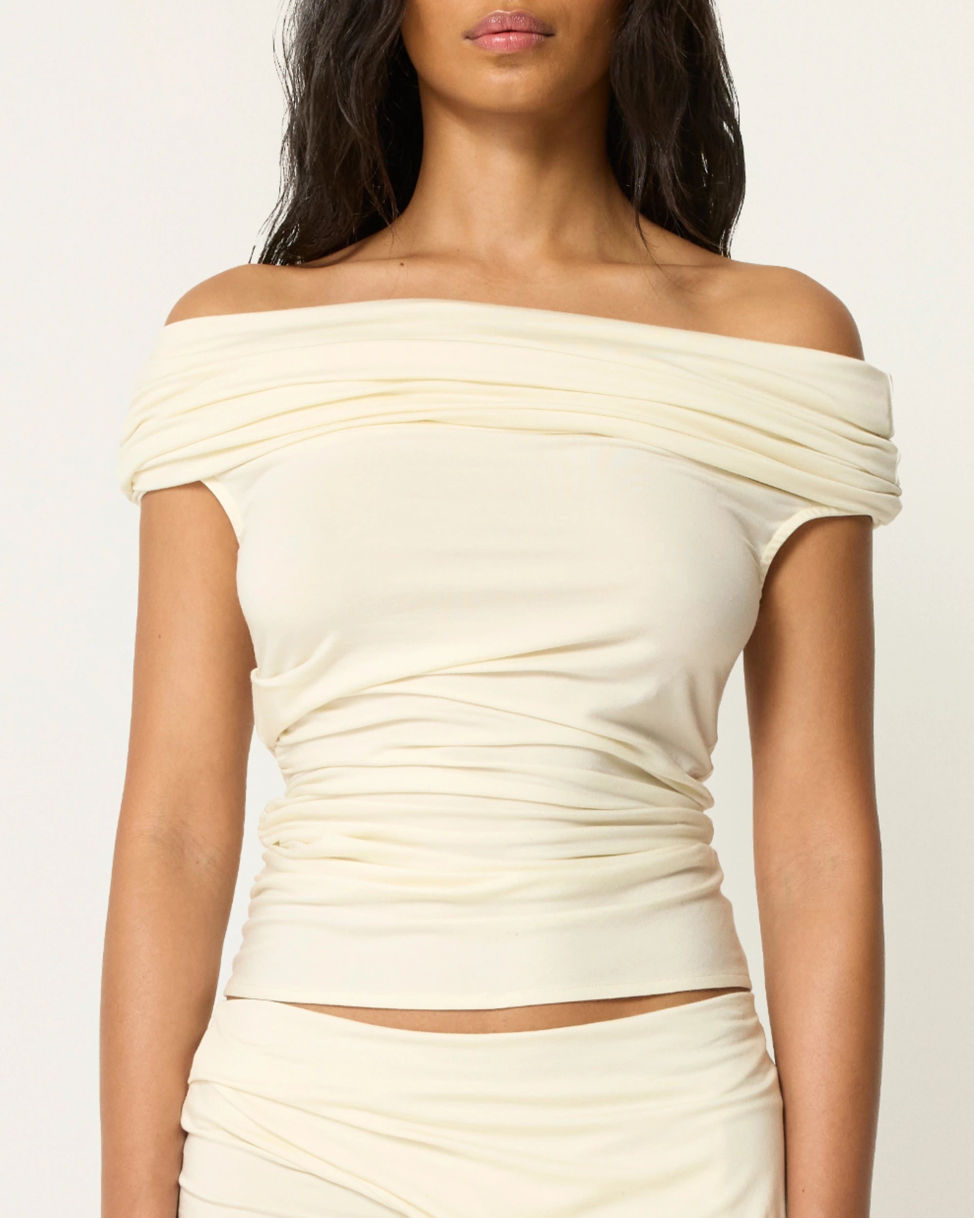 Draped Off The Shoulder Top | Warm White