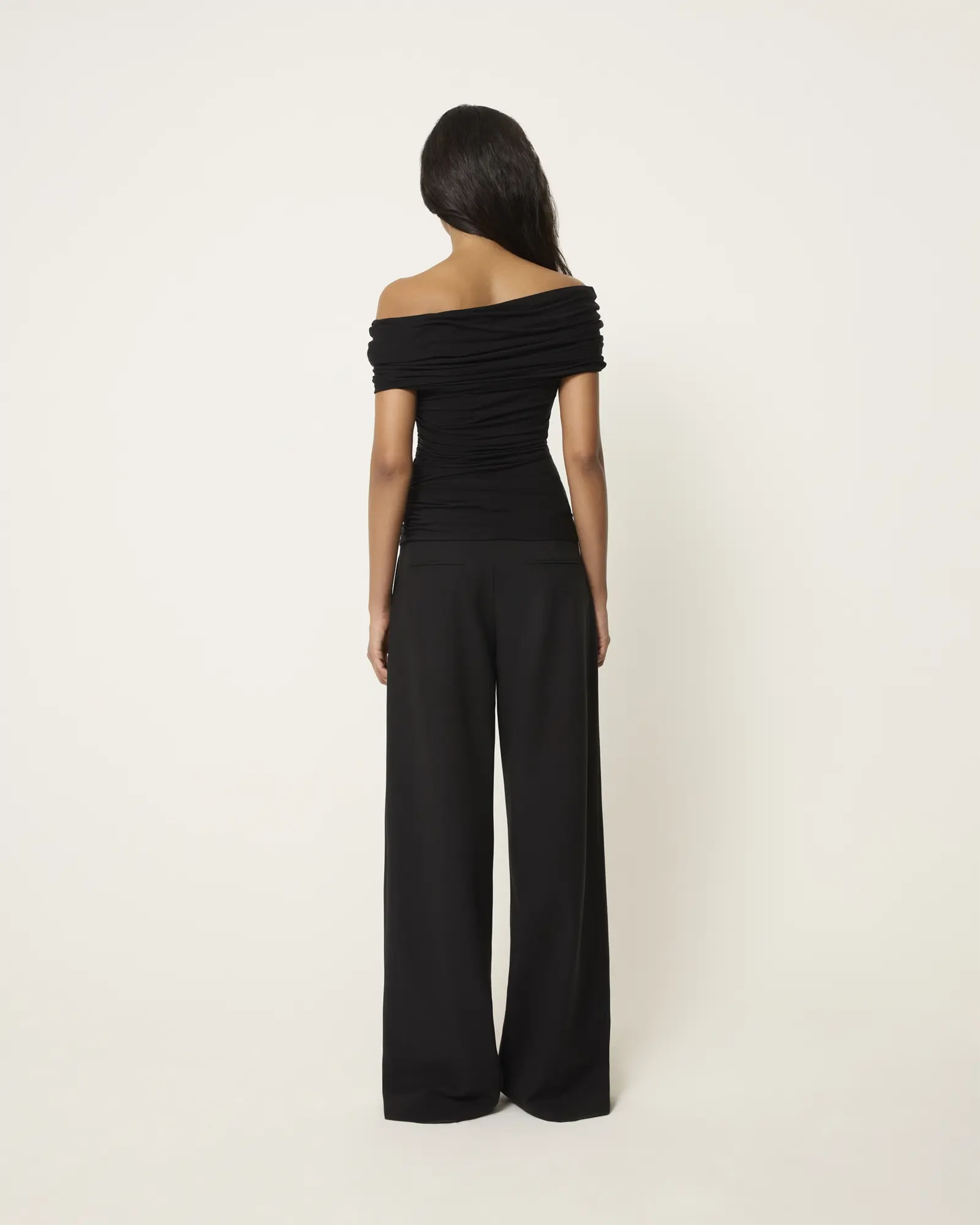 Pleated Wide Leg Trouser | Black