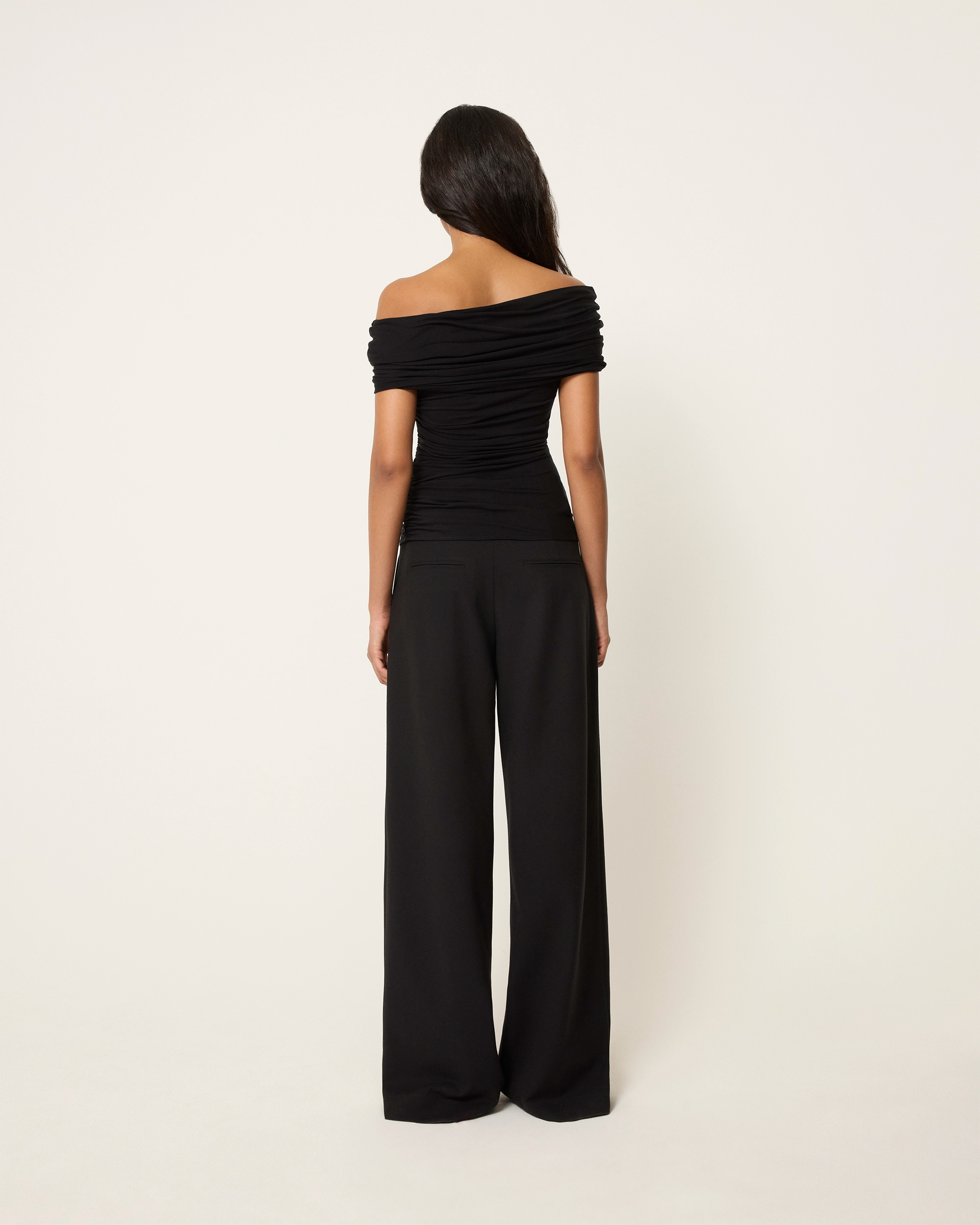 Draped Off The Shoulder Top | Black