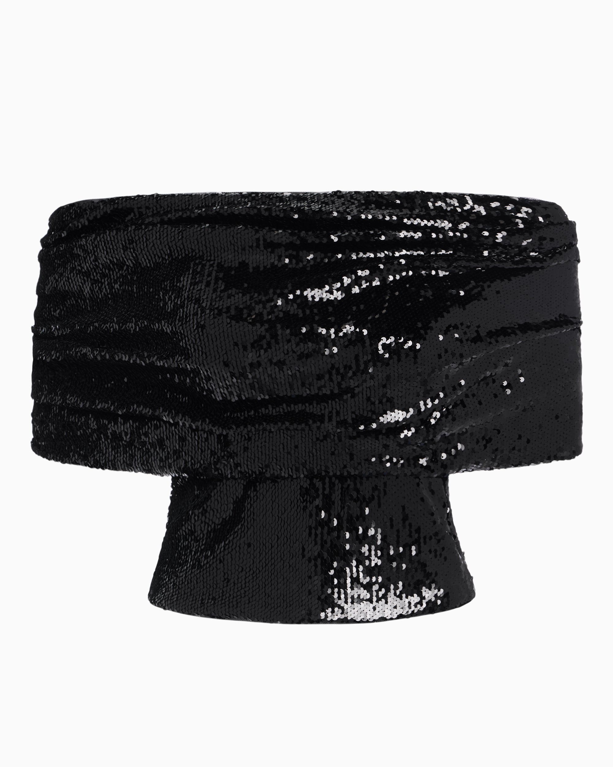 Sequin Shawl Tube Top | Black