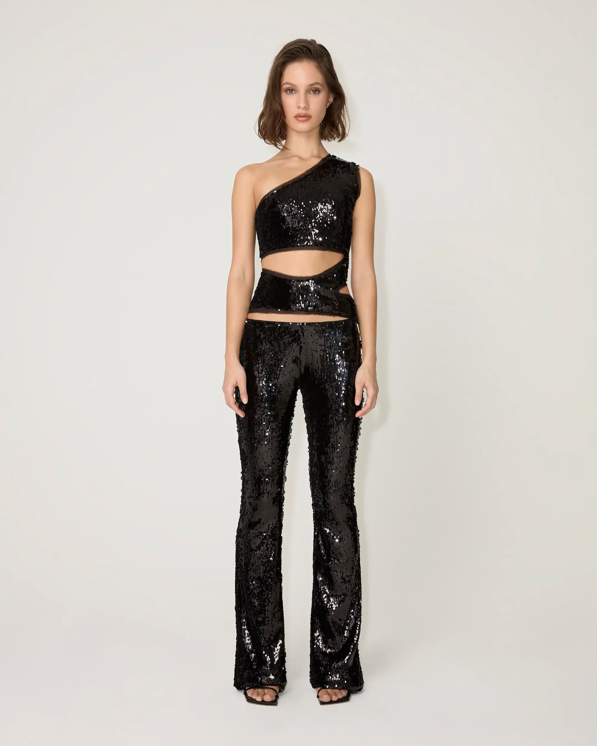 Sequin Cutout Top | Black