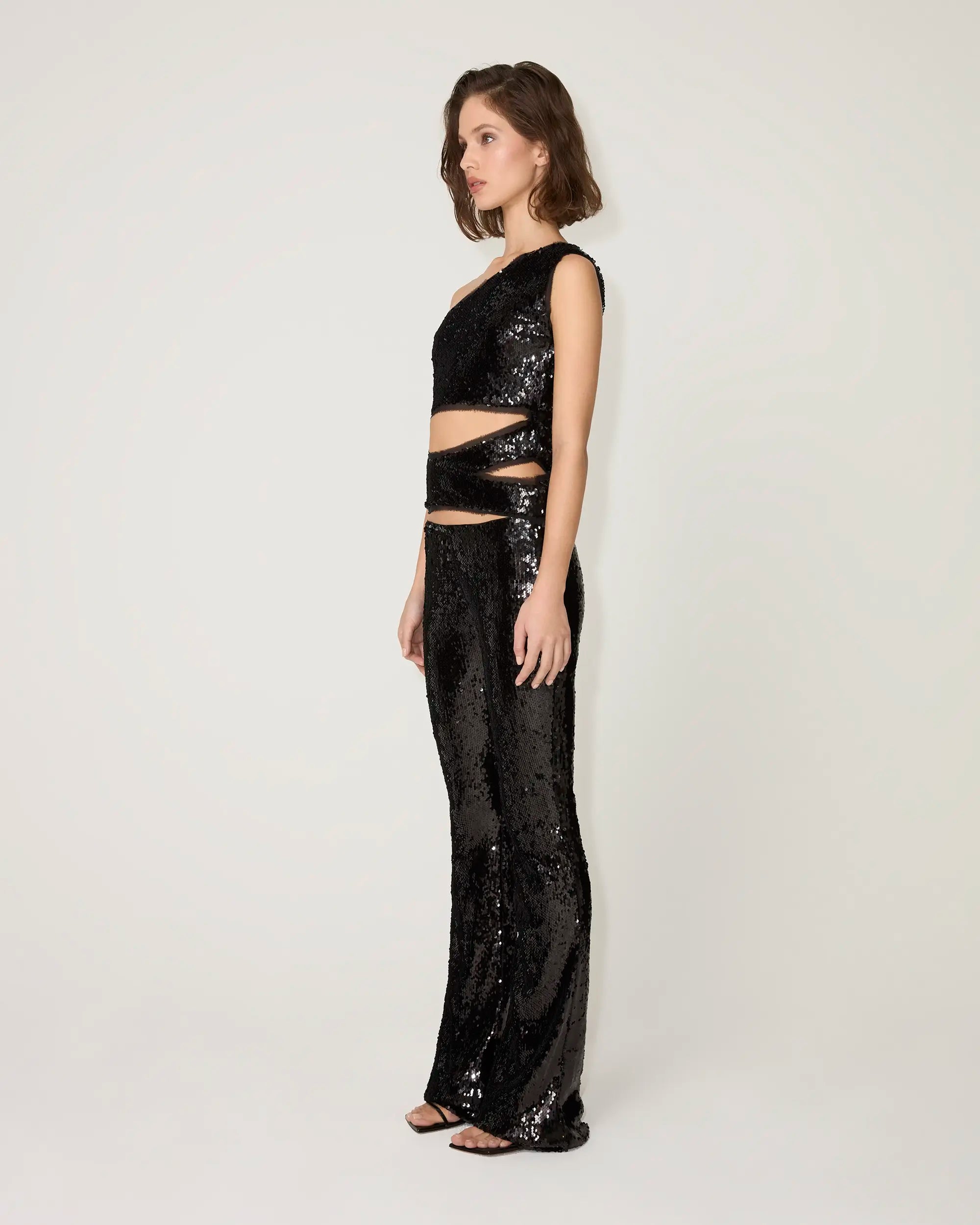 Sequin Cutout Top | Black