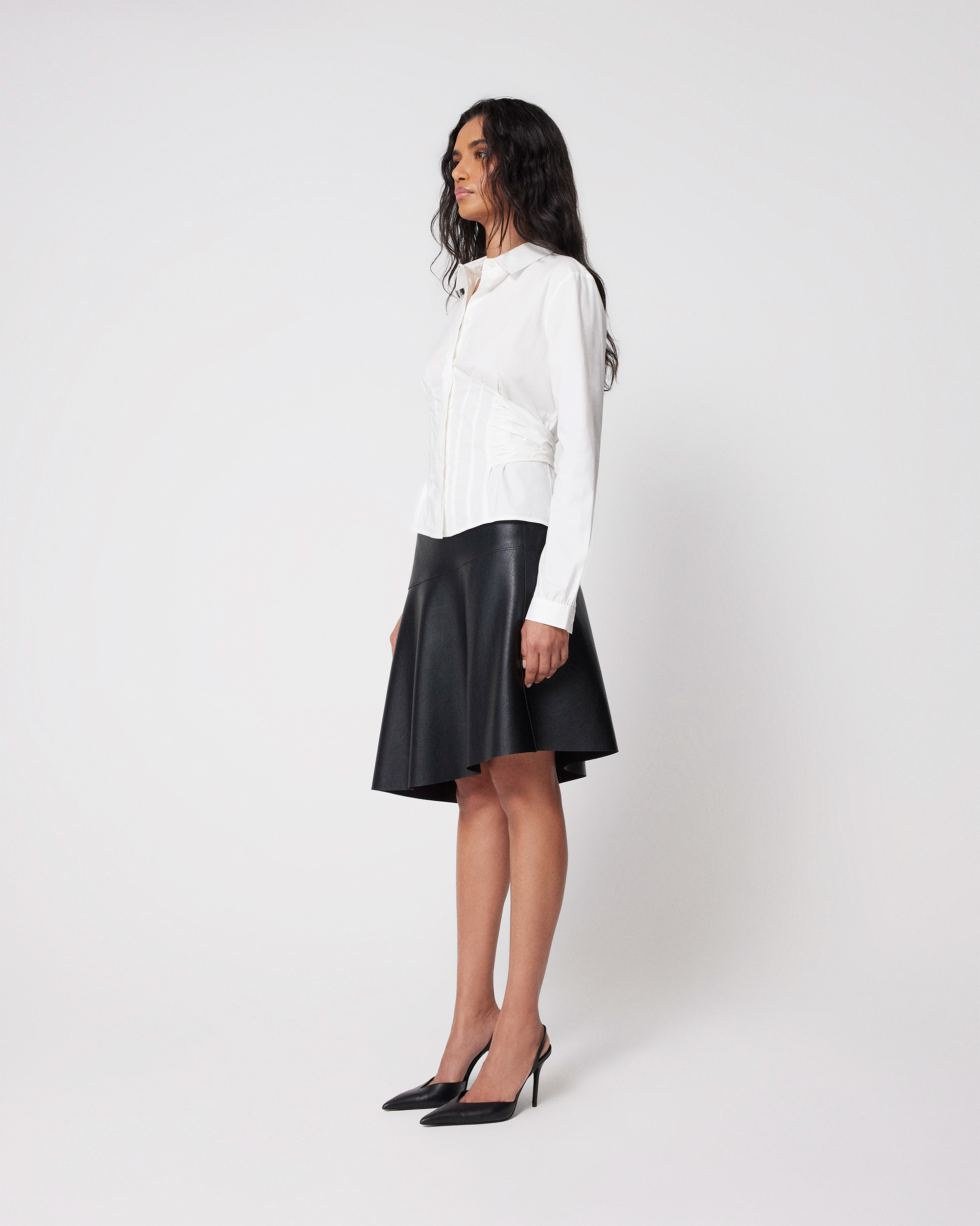 Faux Leather Asymmetrical Skirt | Black