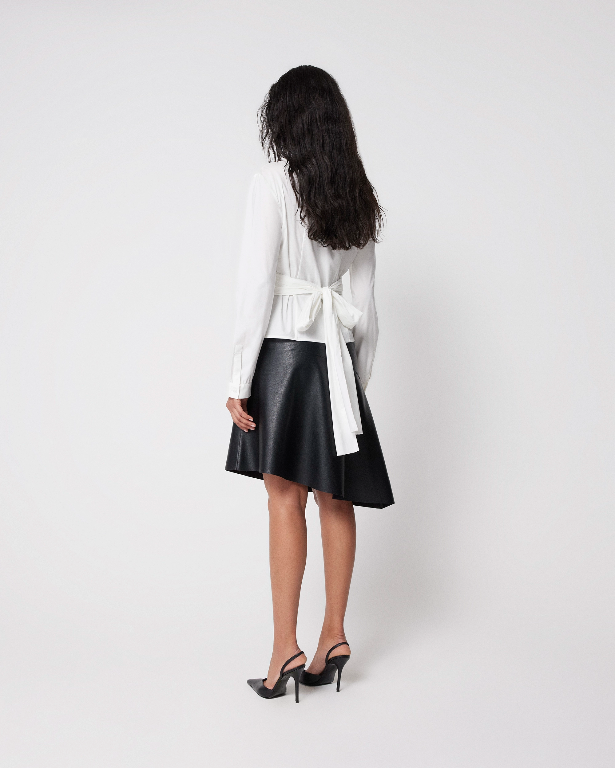 Faux Leather Asymmetrical Skirt | Black