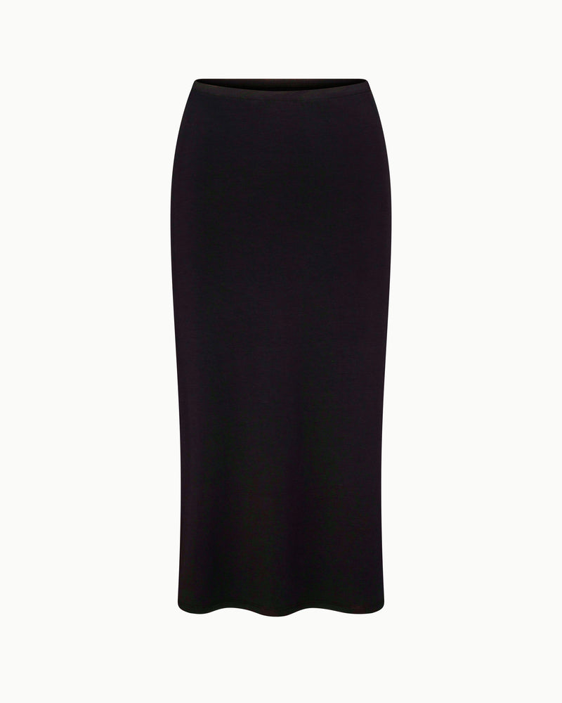 Soft Stretch Midi Skirt | Black – Khy