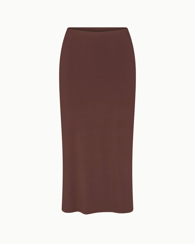 Soft Stretch Midi Skirt | Chocolate