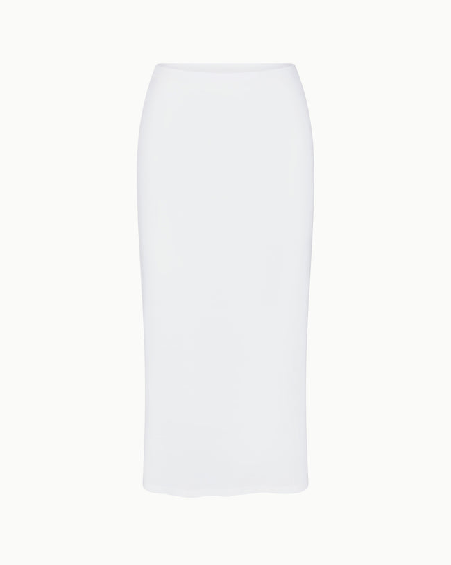 Soft Stretch Midi Skirt | Pearl White